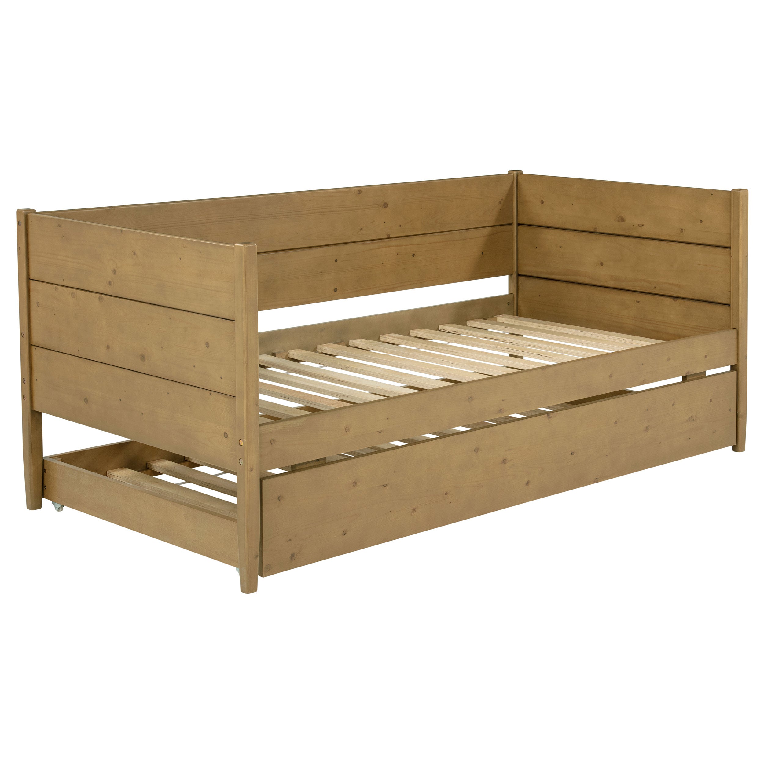Calinda Wood Twin Daybed With Trundle Natural — view 4