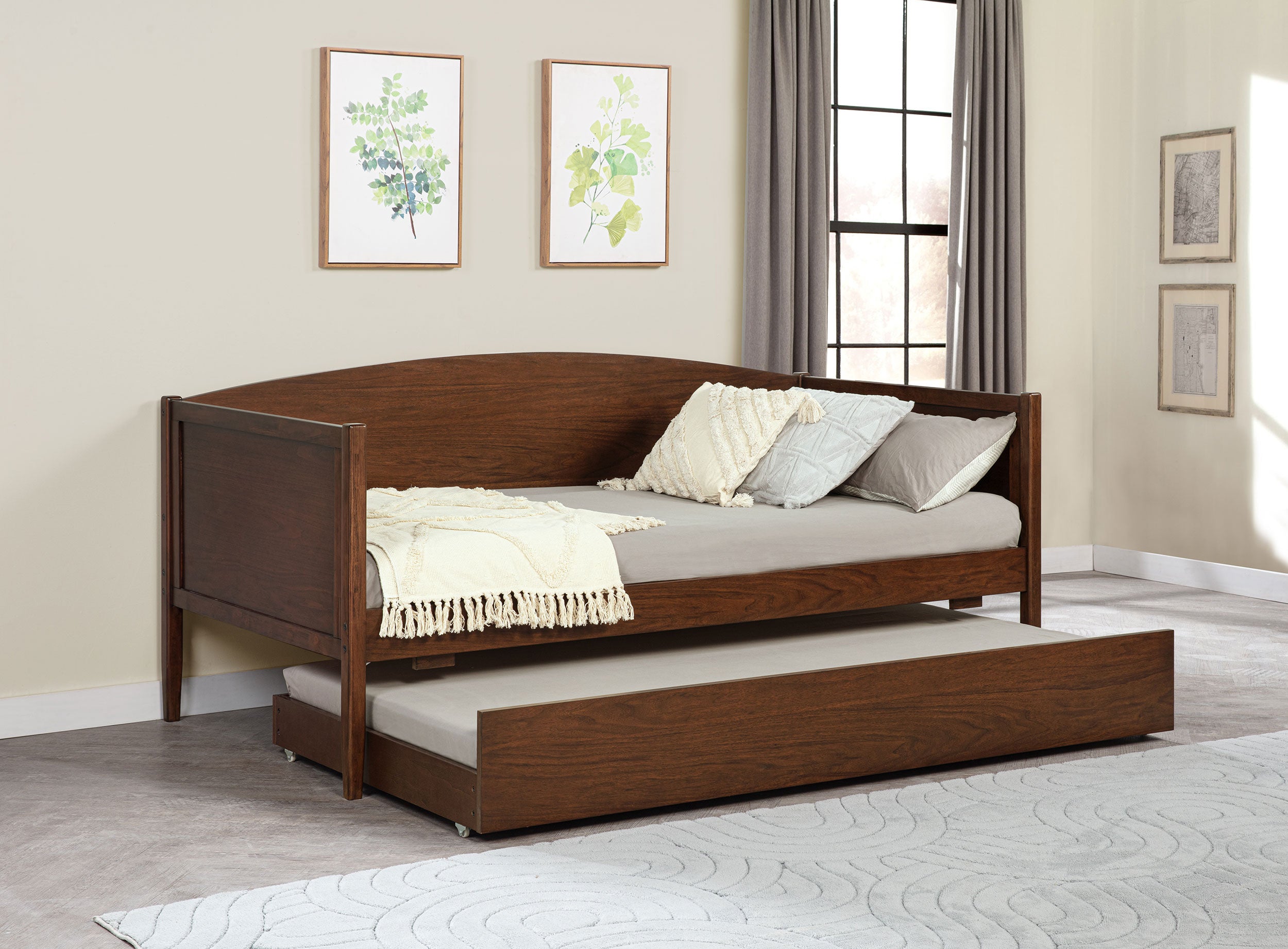 Bozeman Wood Twin Daybed With Trundle Medium Walnut — view 2
