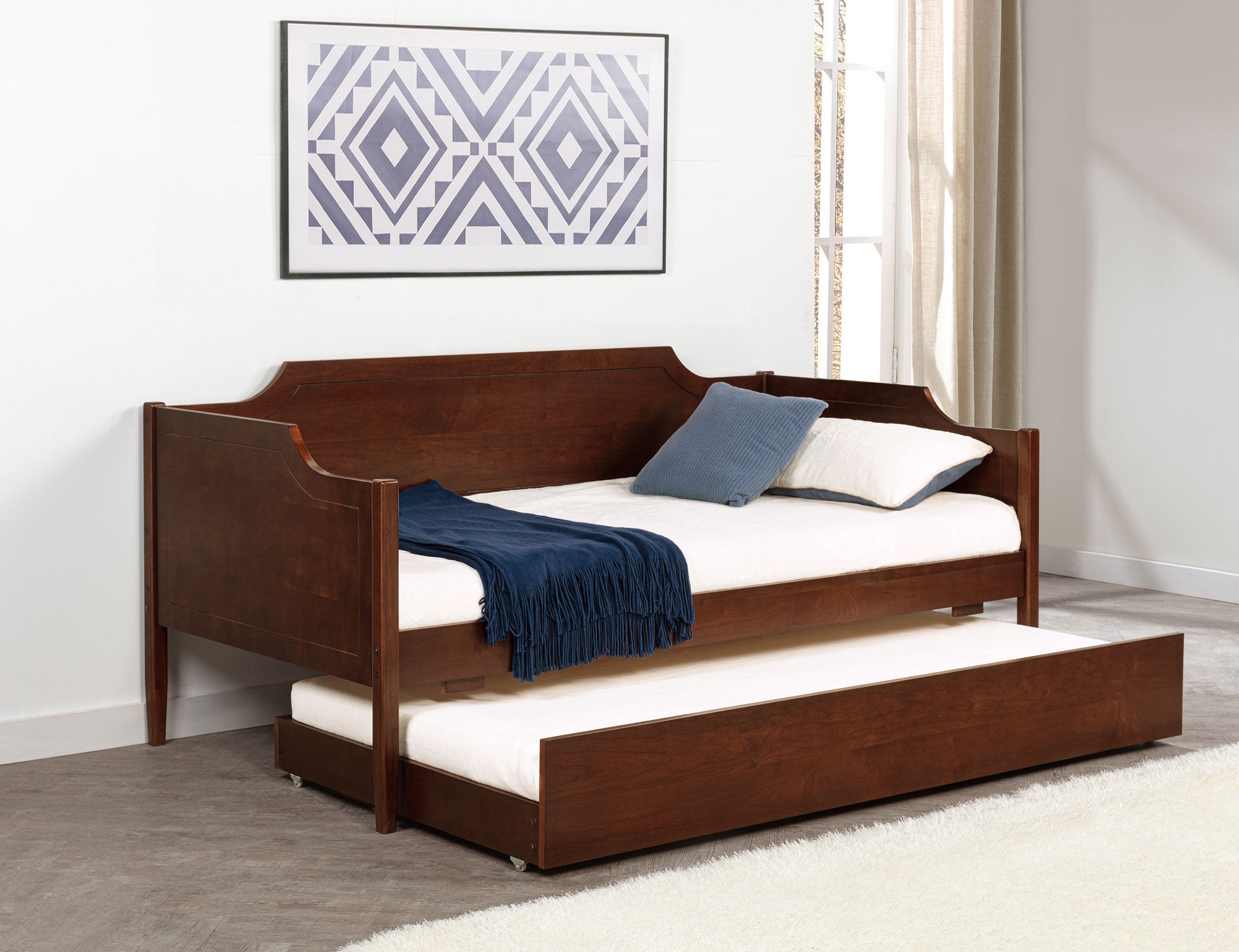 Redding Wood Twin Daybed With Trundle Cherry — view 2
