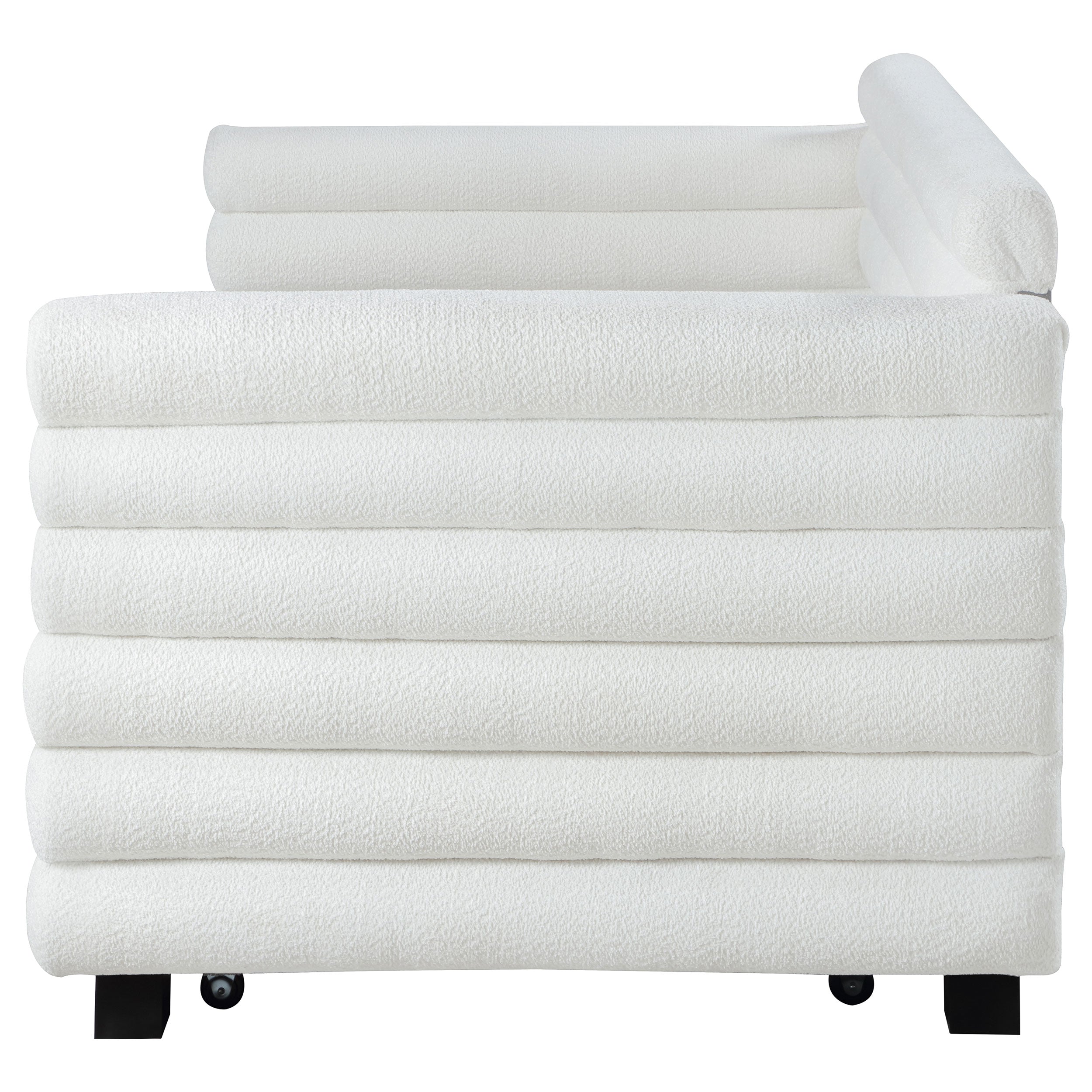 Patricia Boucle Upholstered Twin Day Bed with Trundle White — view 6