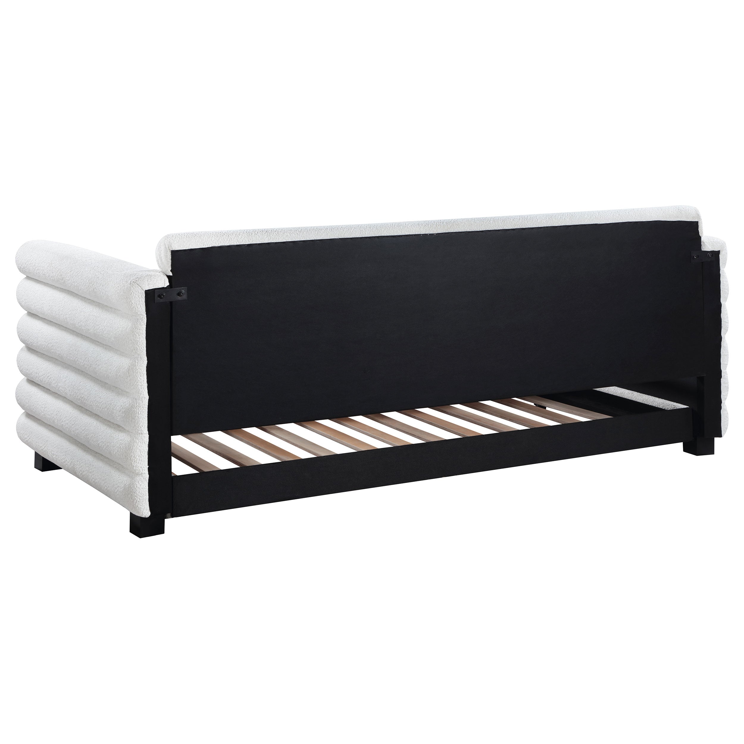 Patricia Boucle Upholstered Twin Day Bed with Trundle White — view 7