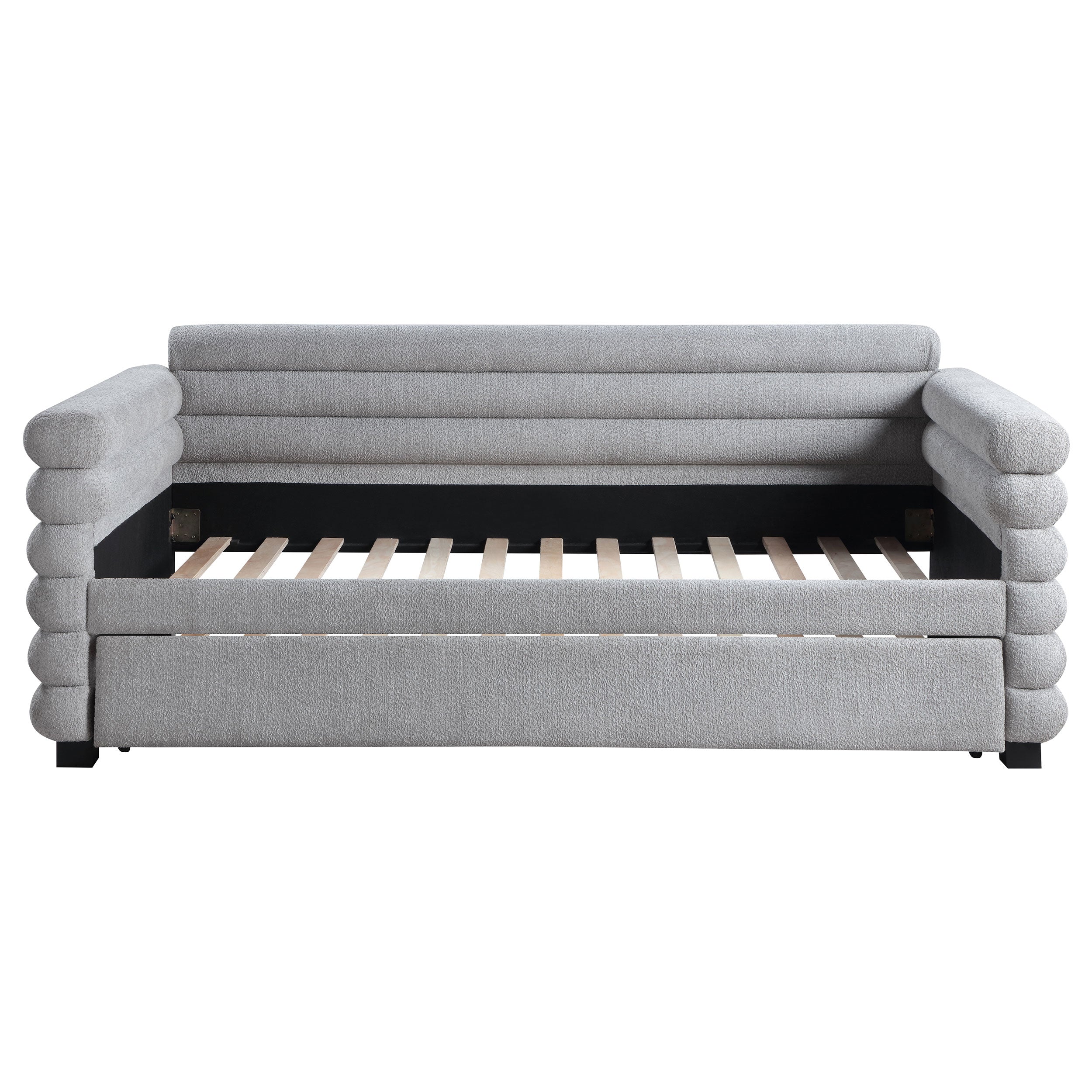 Patricia Boucle Upholstered Twin Day Bed with Trundle Grey  — view 4