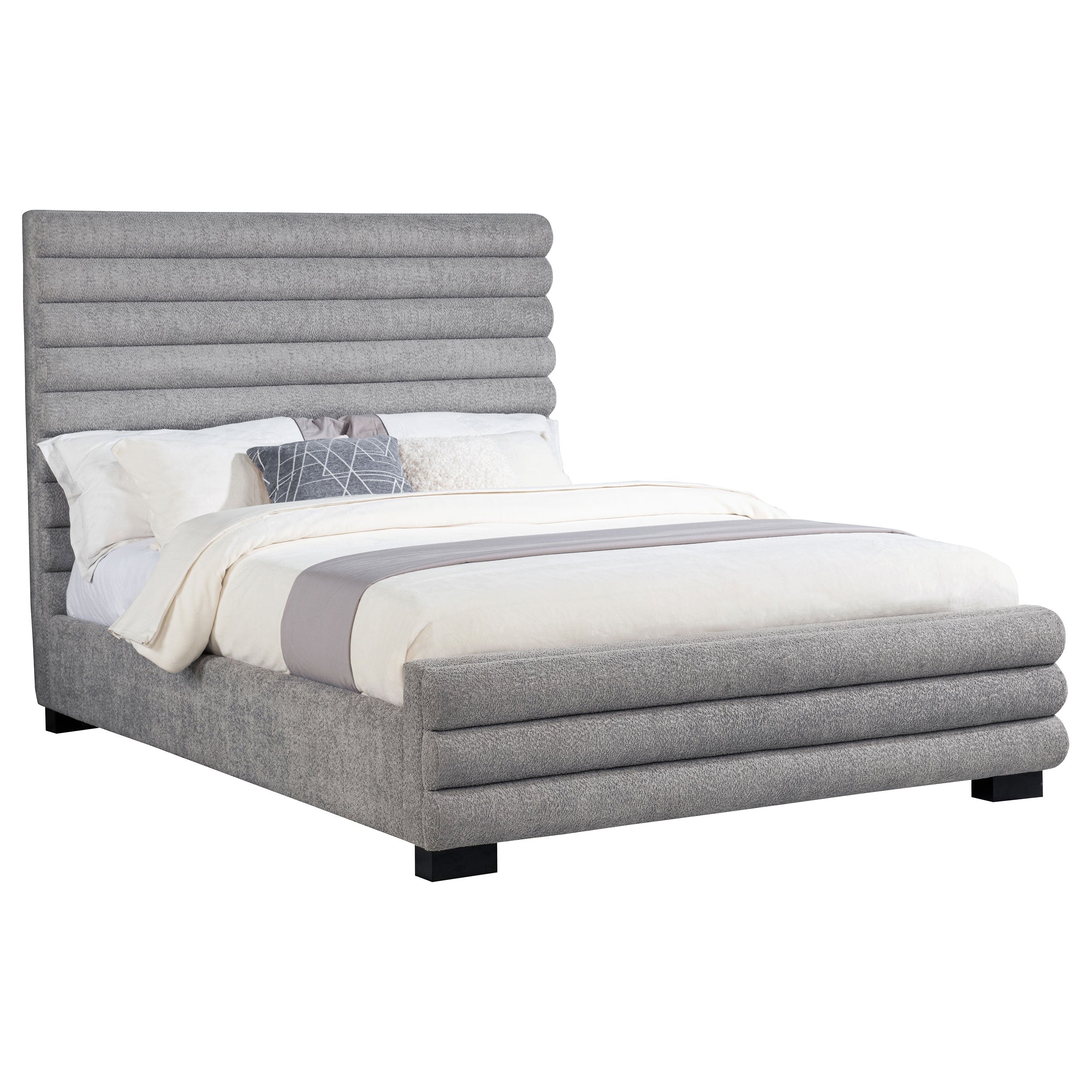 Patricia 58-inch Boucle Upholstered Queen Bed Grey — view 3