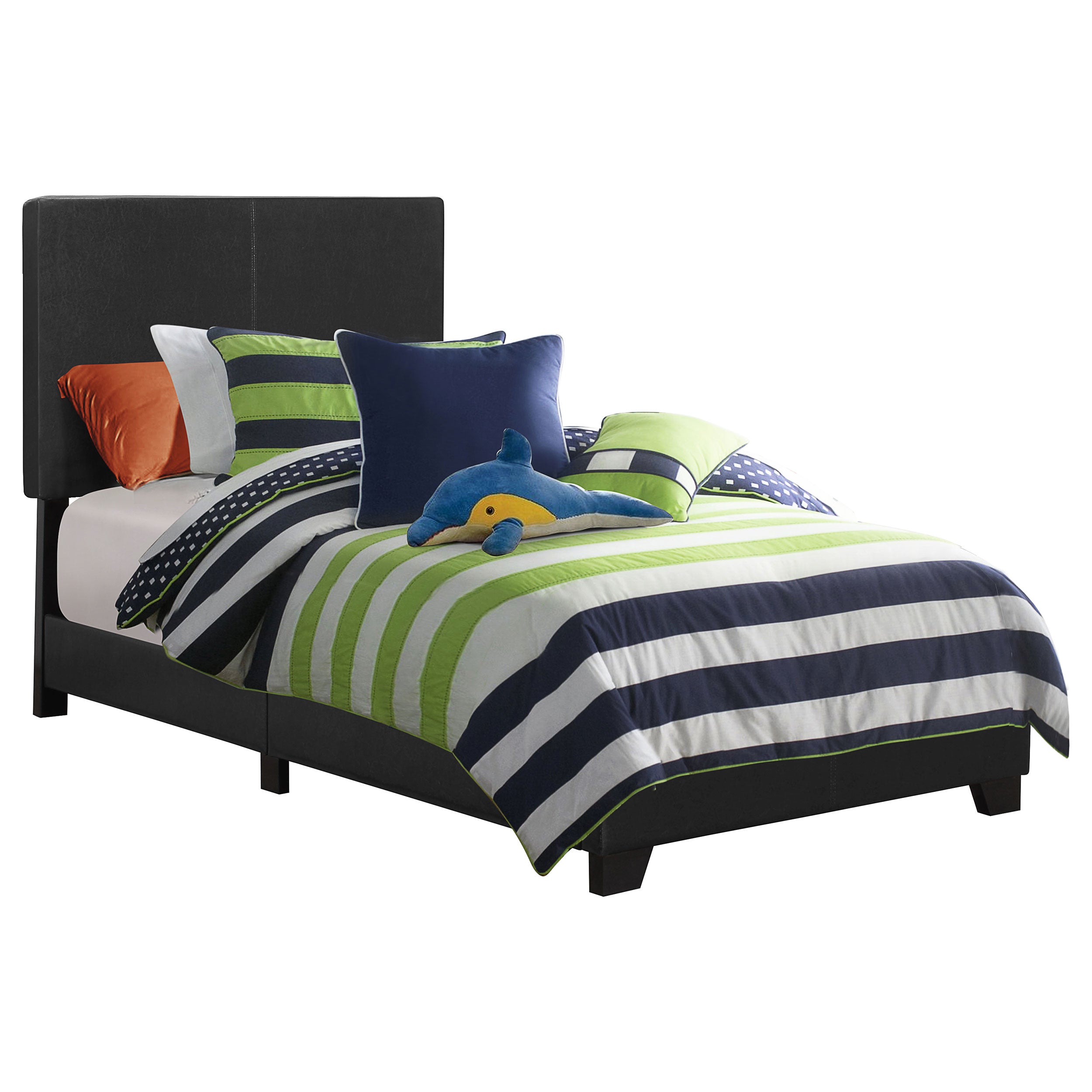 Dorian Faux Leather Upholstered Twin Panel Bed Black — view 1