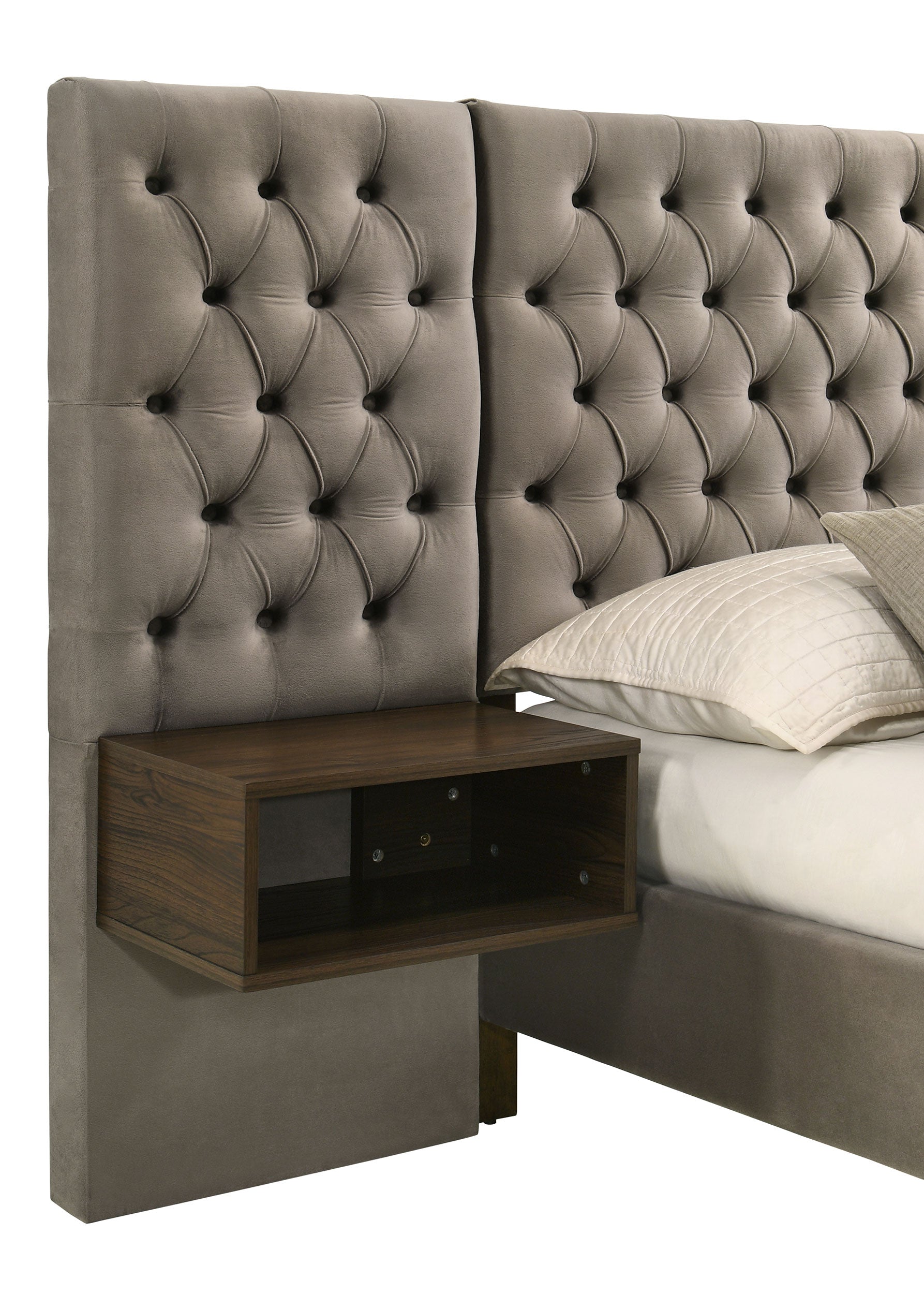 Marley Upholstered Queen Wall Panel Bed Light Brown — view 6