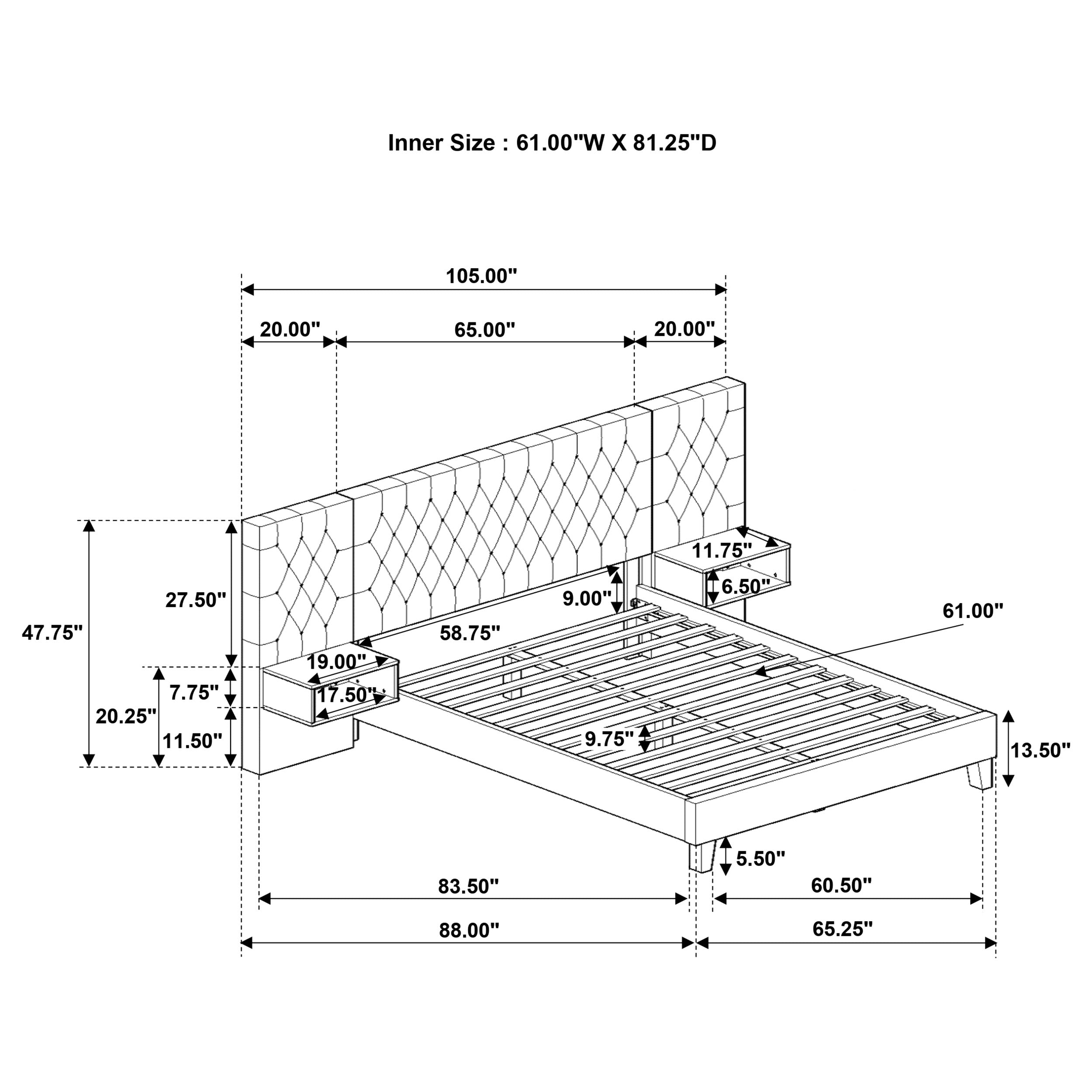 Marley Upholstered Queen Wall Panel Bed Light Brown — view 8