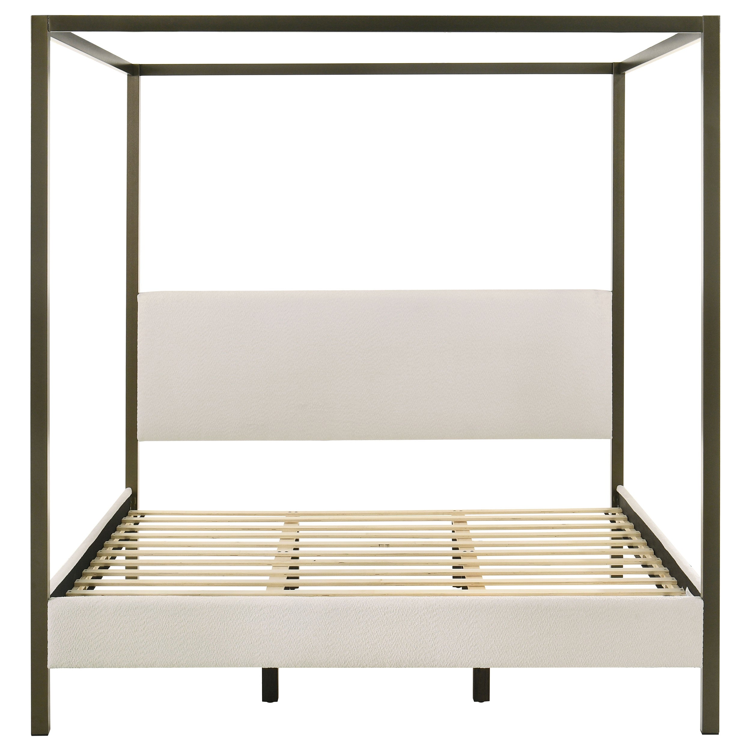 Monroe Upholstered Eastern King Canopy Bed Vanilla — view 4