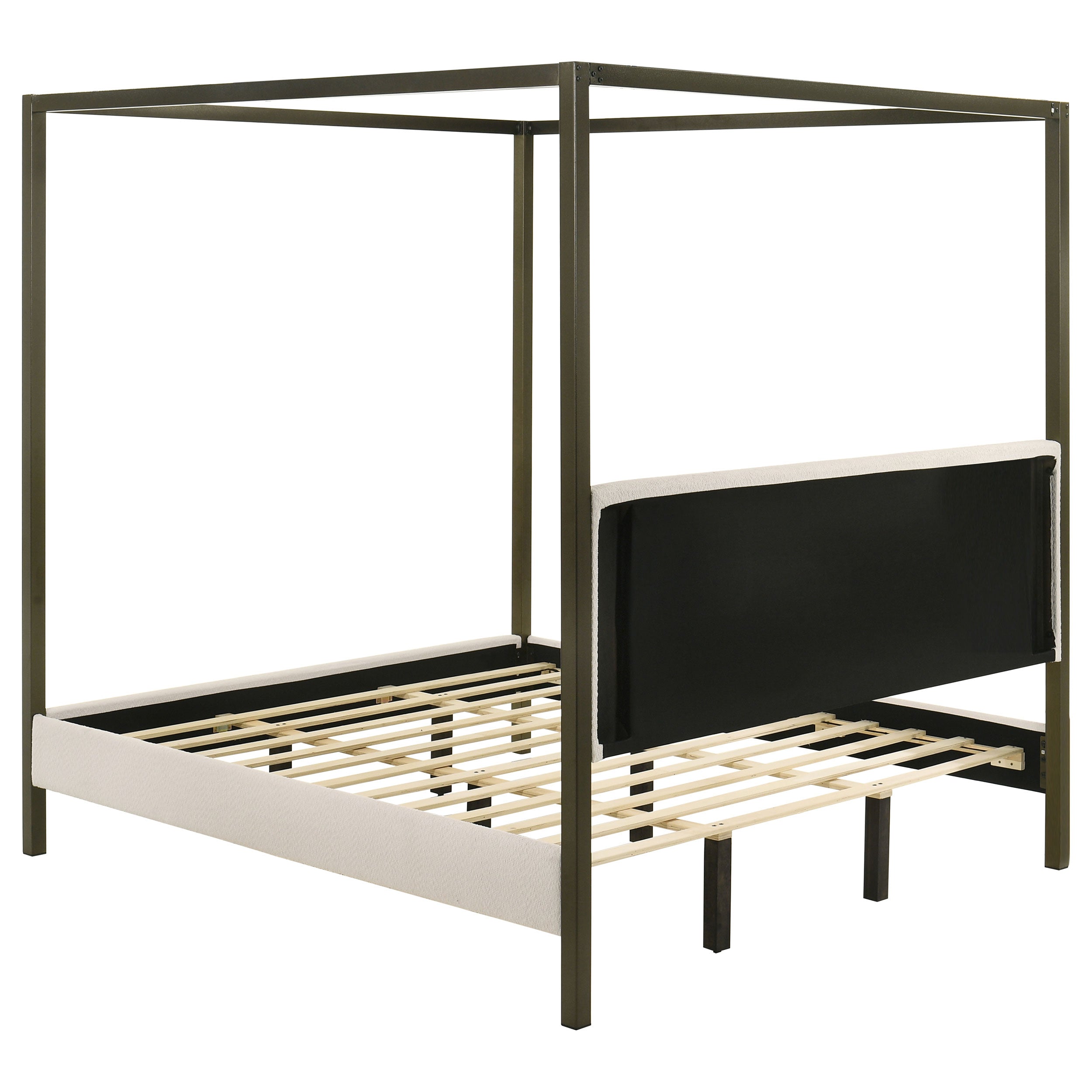 Monroe Upholstered Eastern King Canopy Bed Vanilla — view 5