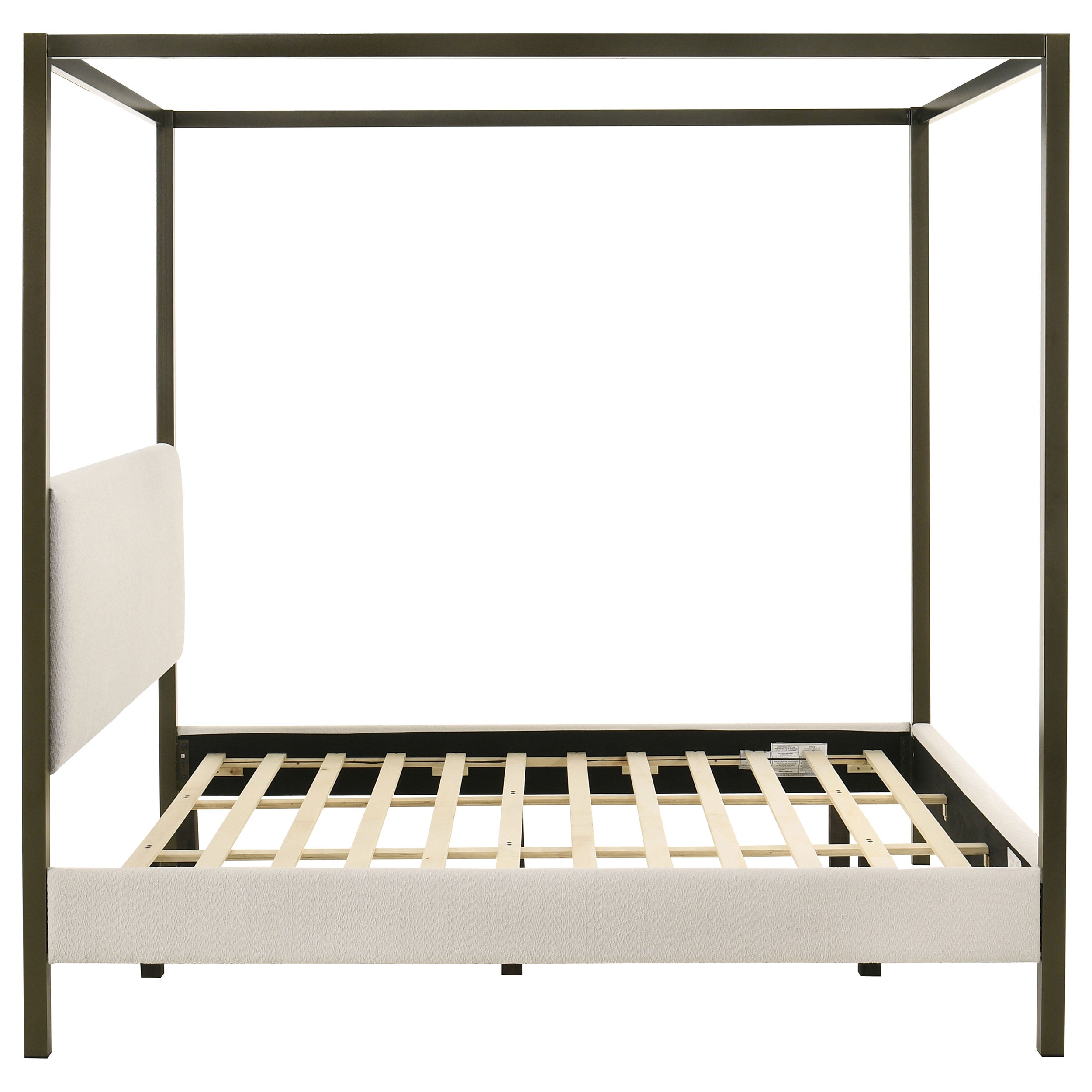 Monroe Upholstered Eastern King Canopy Bed Vanilla — view 6