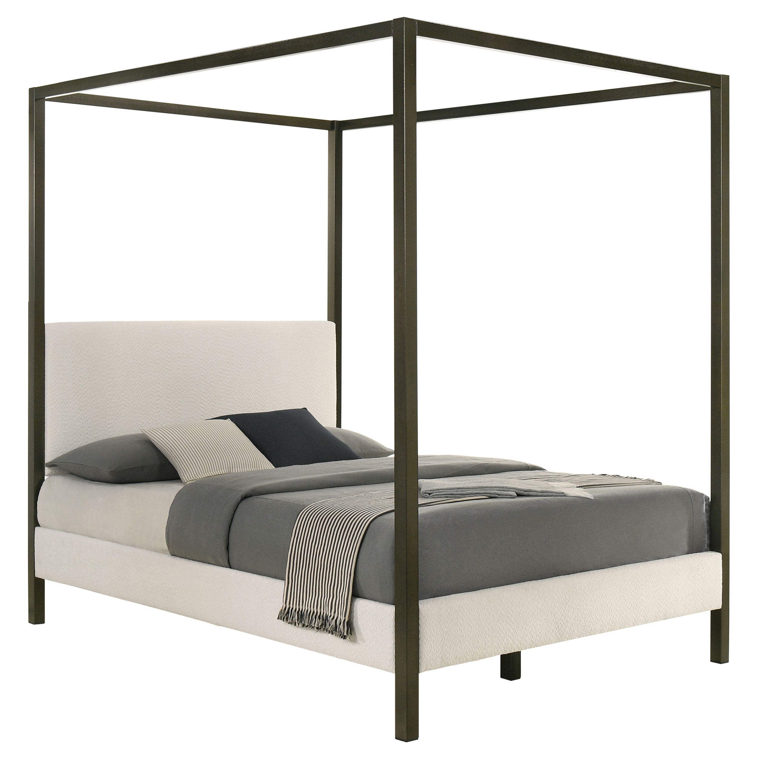 Monroe Upholstered Queen Canopy Bed Vanilla — view 3
