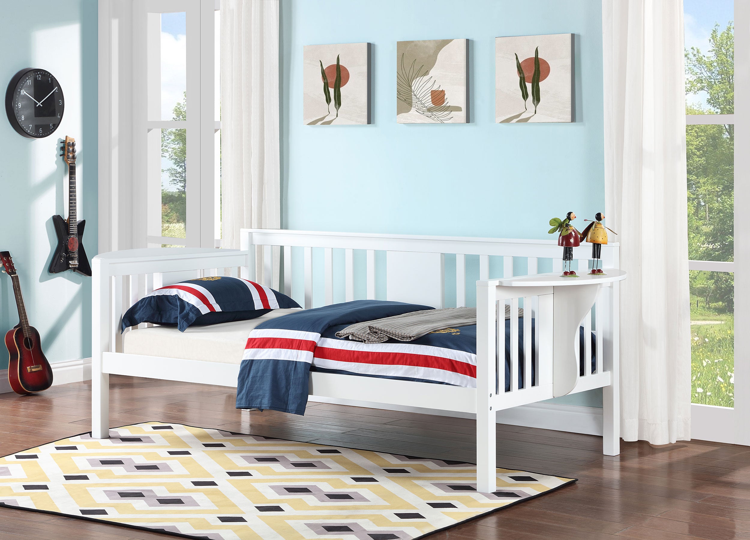 Bethany Wood Twin Daybed with Drop-down Tables White — view 2