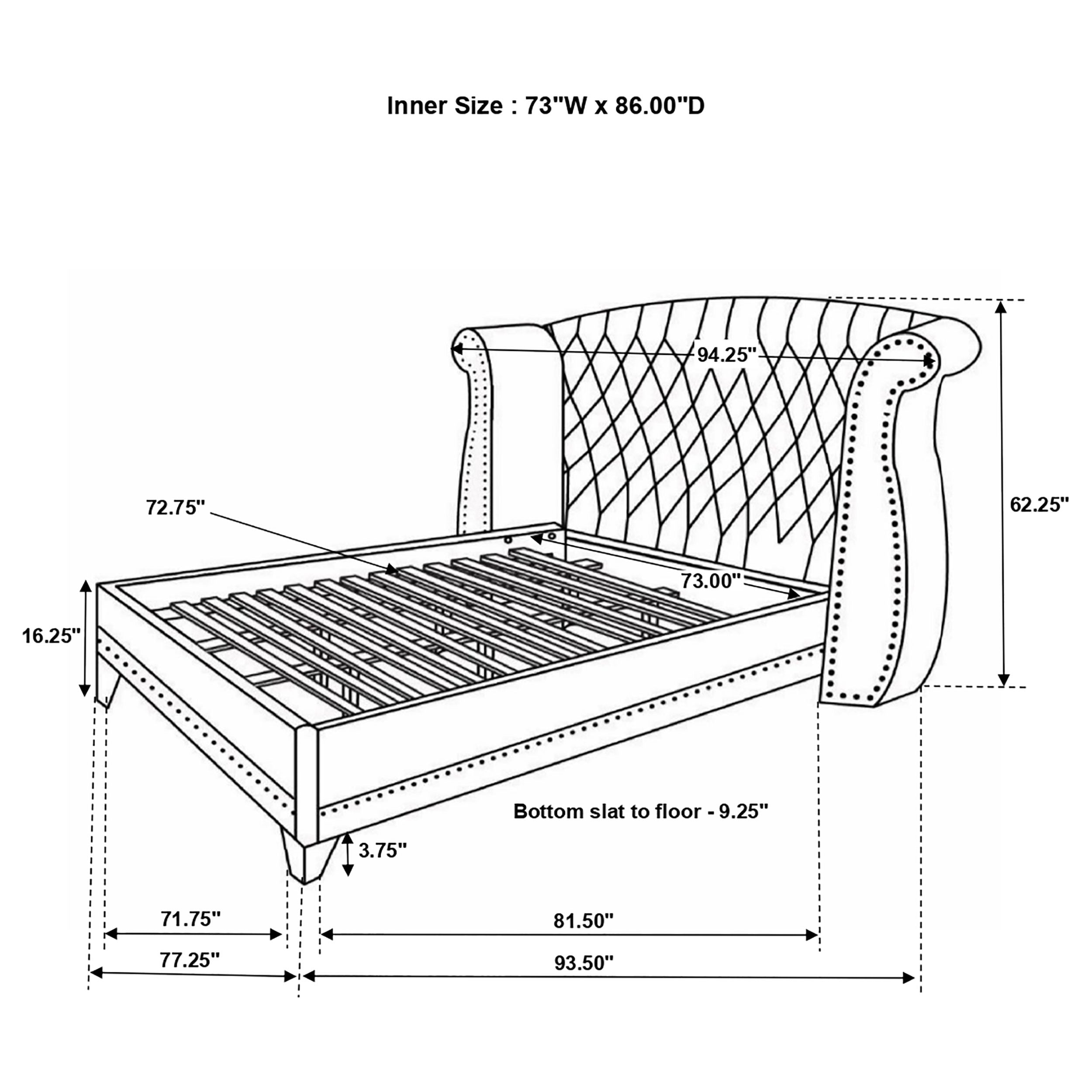 Barzini Upholstered California King Wingback Bed White — view 3