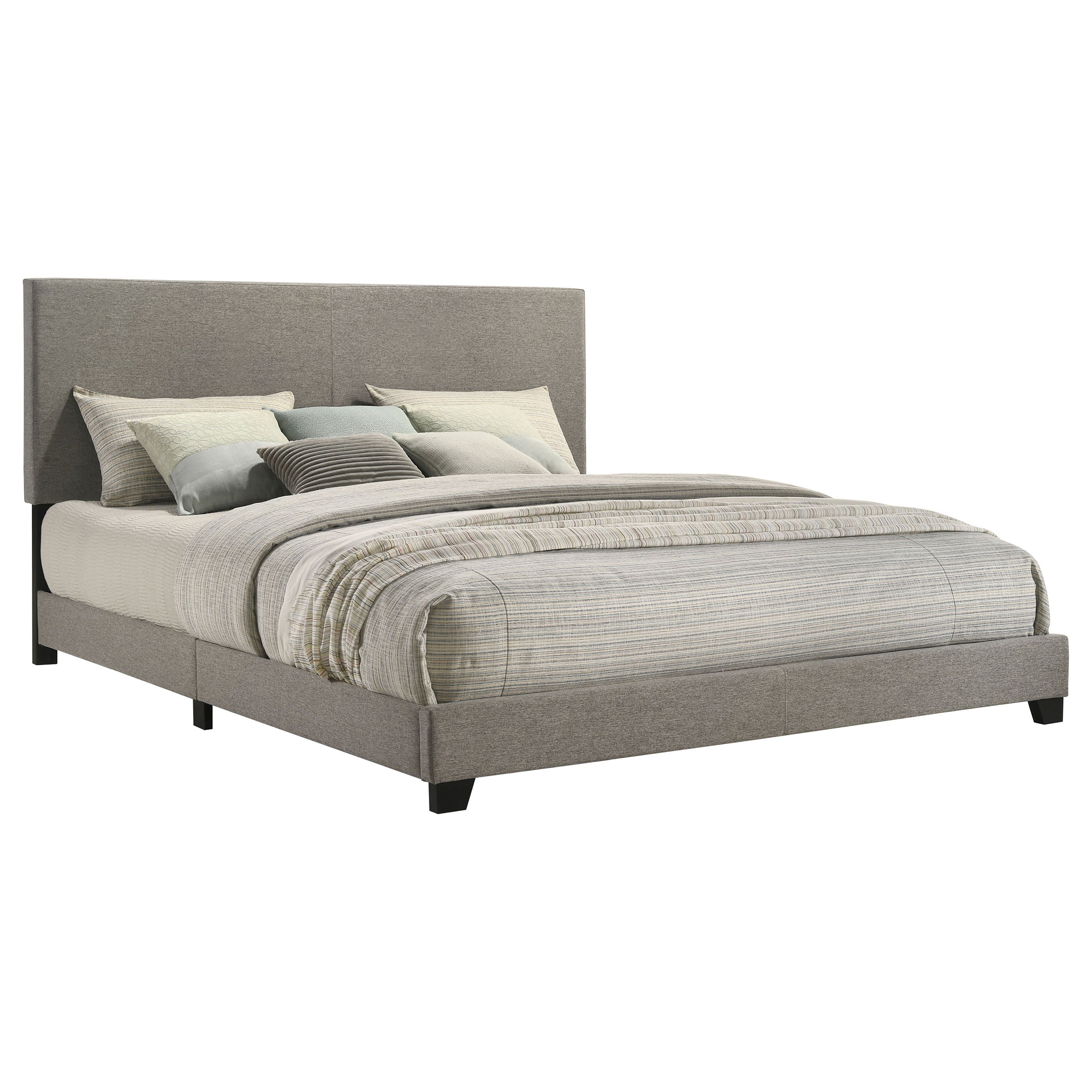 Dorian Fabric Upholstered Eastern King Panel Bed Taupe — view 1