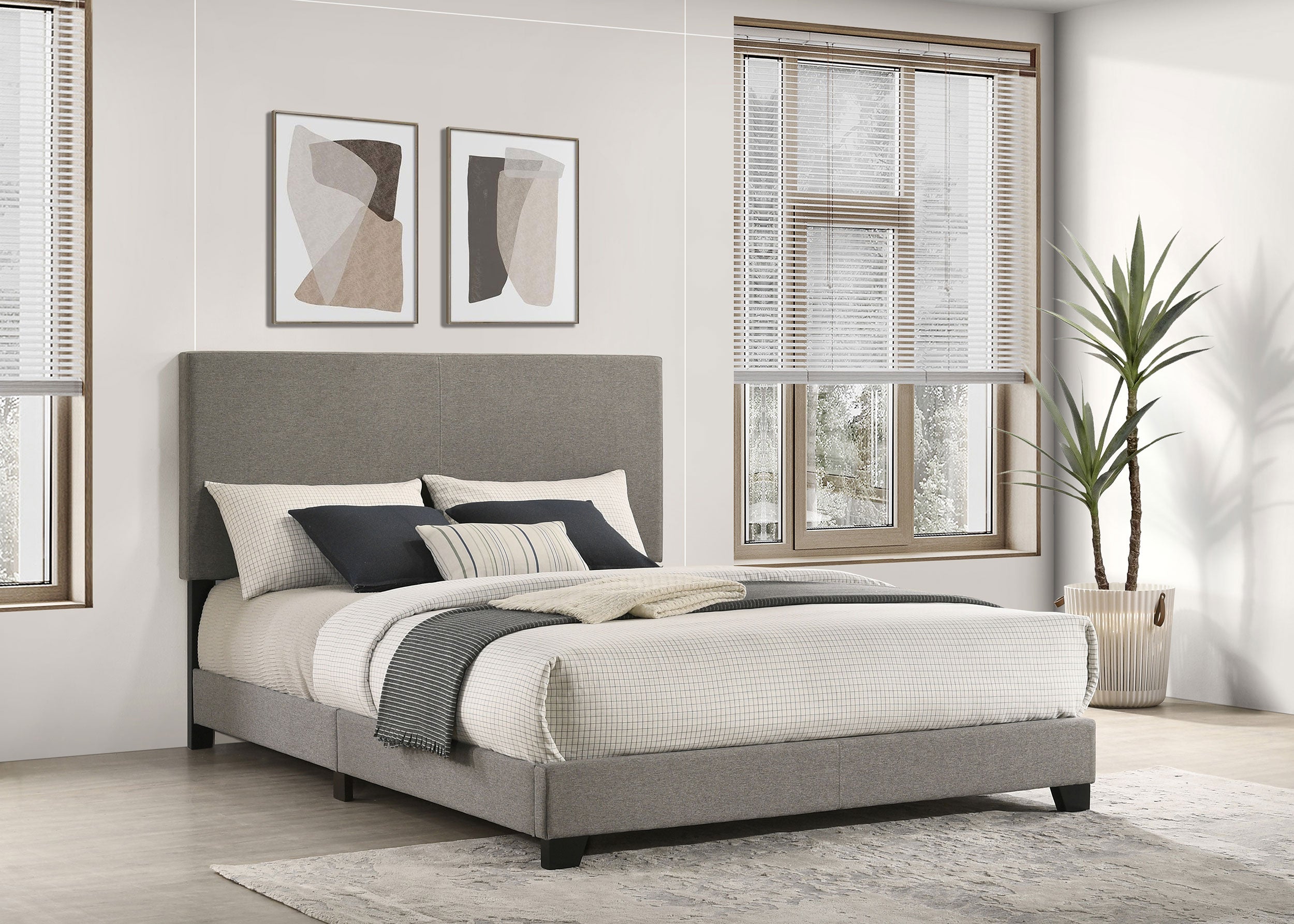 Dorian Fabric Upholstered Queen Panel Bed Taupe — view 2