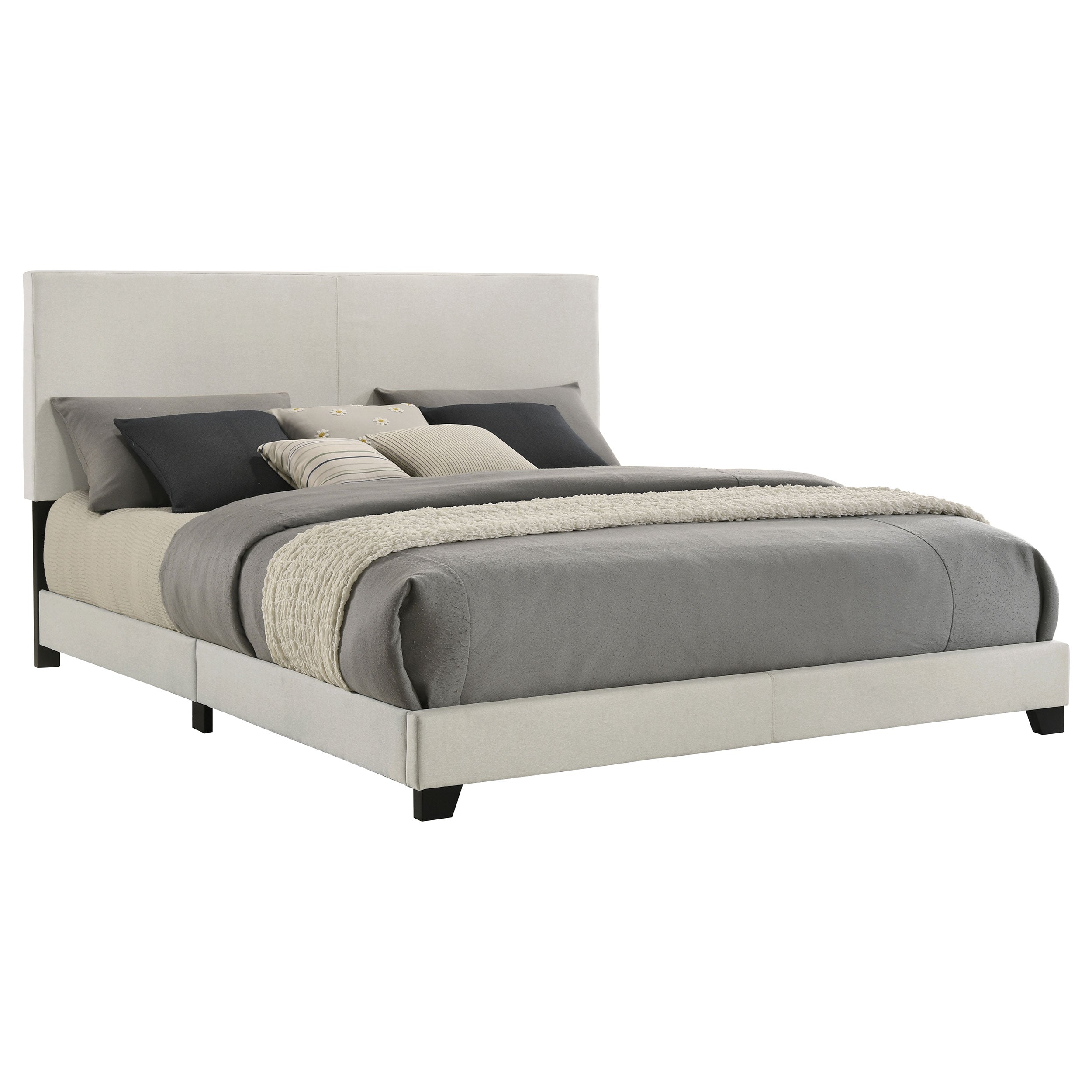 Dorian Fabric Upholstered Eastern King Panel Bed Cream — view 1