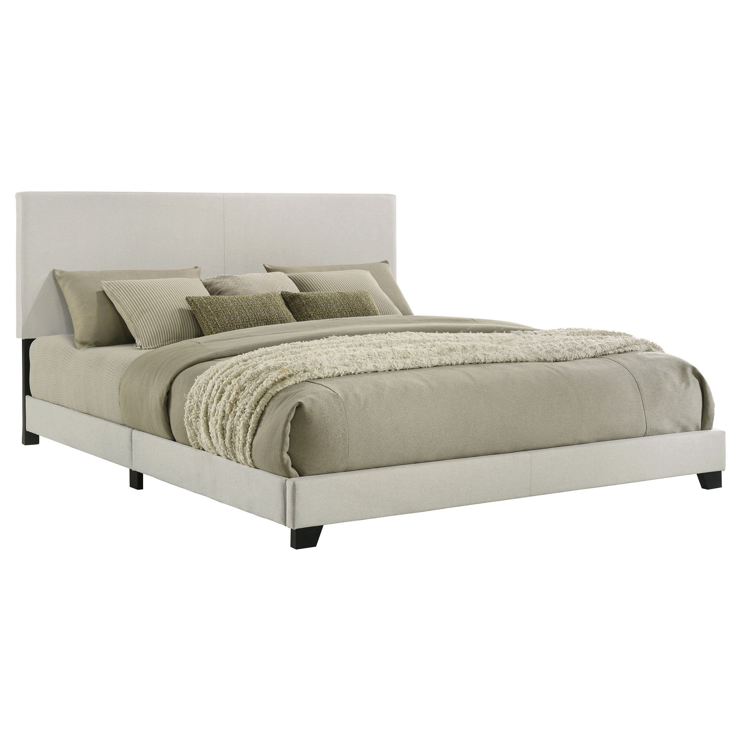 Dorian Fabric Upholstered California King Panel Bed Cream — view 1