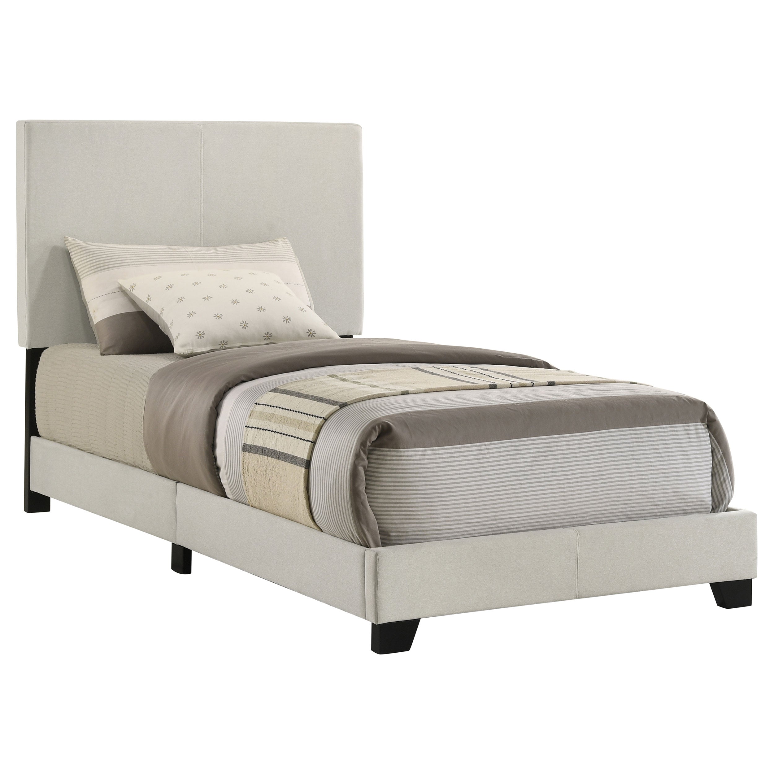 Dorian Fabric Upholstered Twin Panel Bed Cream — view 1
