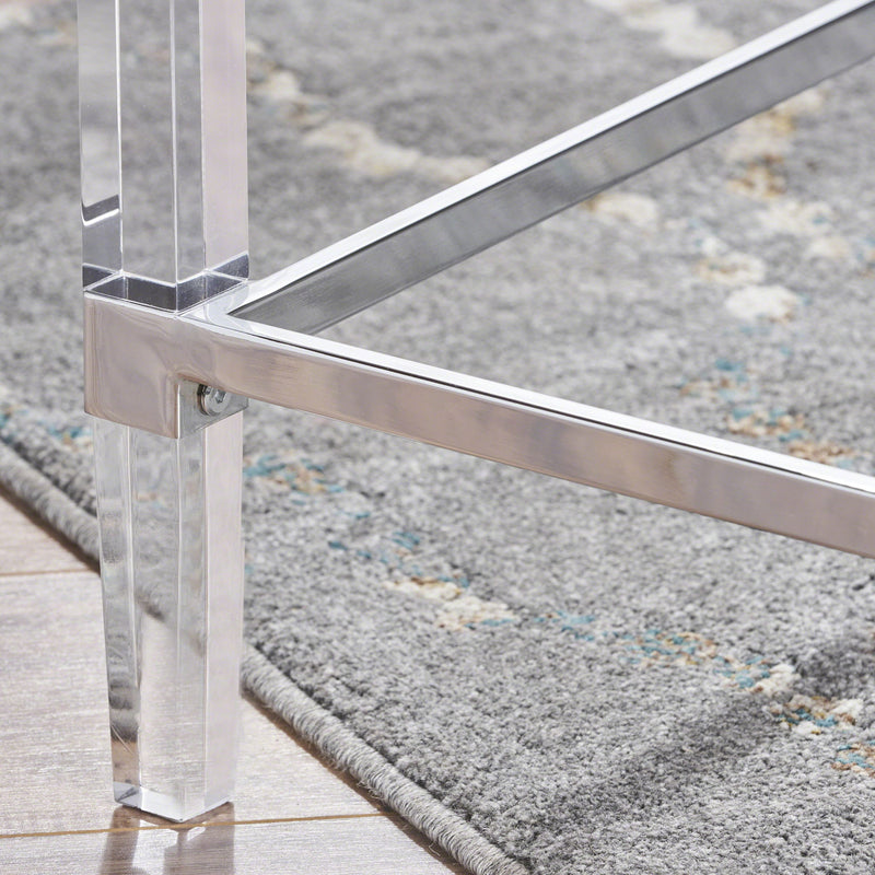 Ultra Modern Rectangle Coffee Table With Tempered Glass Surface - Clear