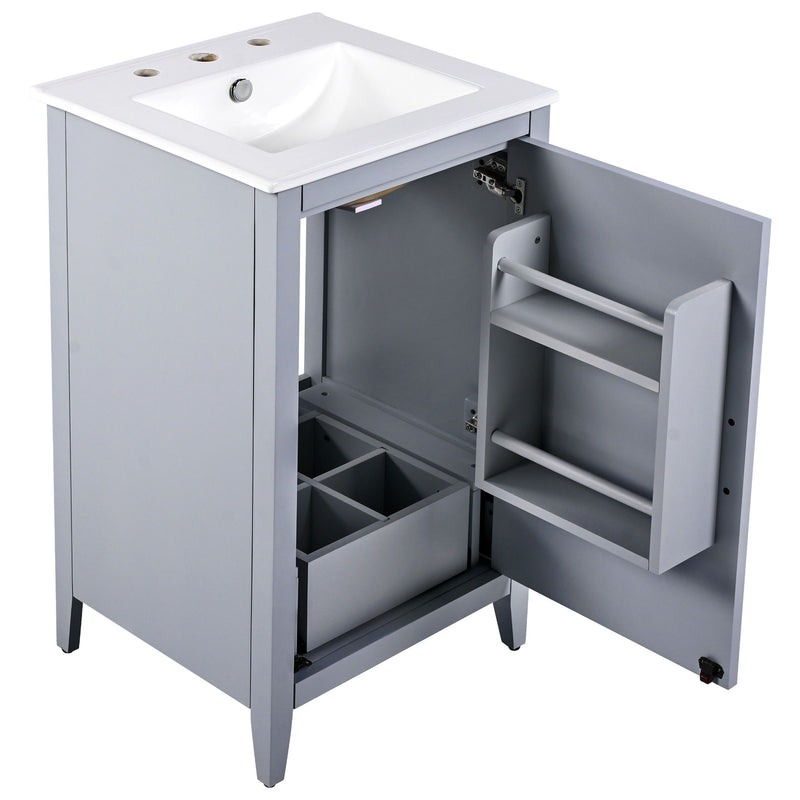 Modern Bathroom Vanity With Sink, Functional Drawer, Soft- Closing Door