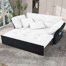 Modern Convertible Sleeper Sofa Bed With Pull-Out Queen Design, Side Storage & Thick Cushions