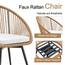 Modern 3 Piece Set, Anti - Spill Round Coffee Table, 2 Rattan Swivel Chairs, Outdoor Patio Furniture For Tea Time - Black / Wood