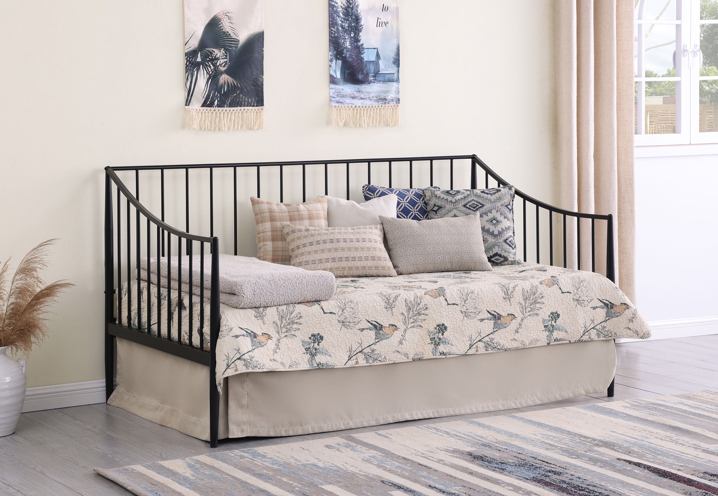 Newbury Metal Twin Daybed Bed Frame Matte Black — view 2
