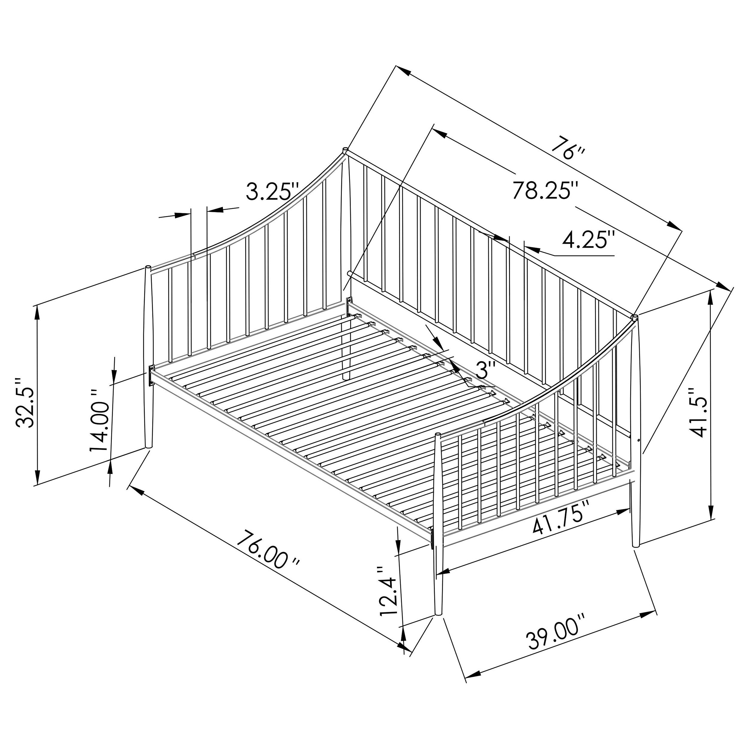 Newbury Metal Twin Daybed Bed Frame Matte Black — view 9