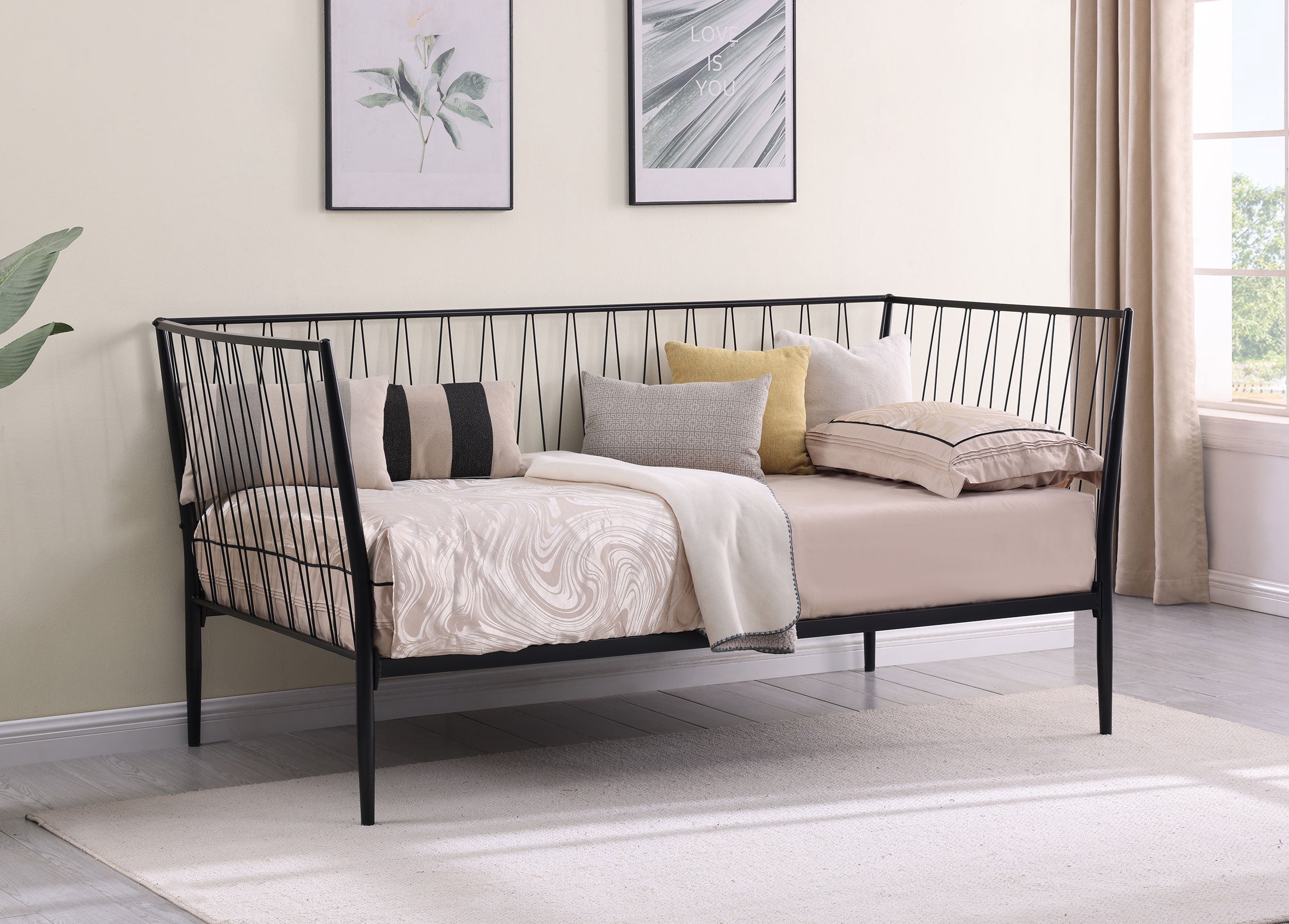 Richland Metal Twin Daybed Bed Frame Matte Black — view 2