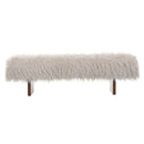 Long Haired Faux Wool Bench - Brown / Beige