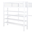 Loft Bed With 4 Tier Shelves And Storage