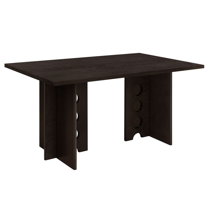 Modern Double Pedestal 6 Piece Dining Table Set, 4 Upholstered Rattan Back Dining Chairs And Bench