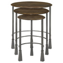 Deja - 3 Piece Round Nesting Table Set - Natural And Gunmetal