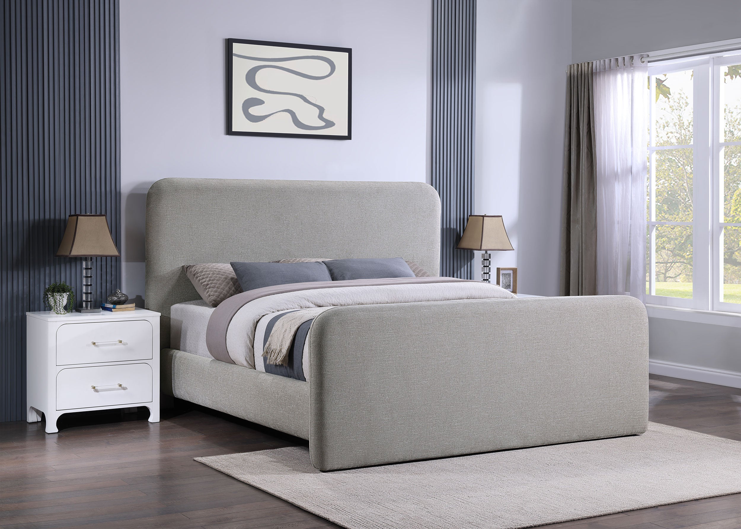 Wren Upholstered Eastern King Panel Bed Grey — view 2
