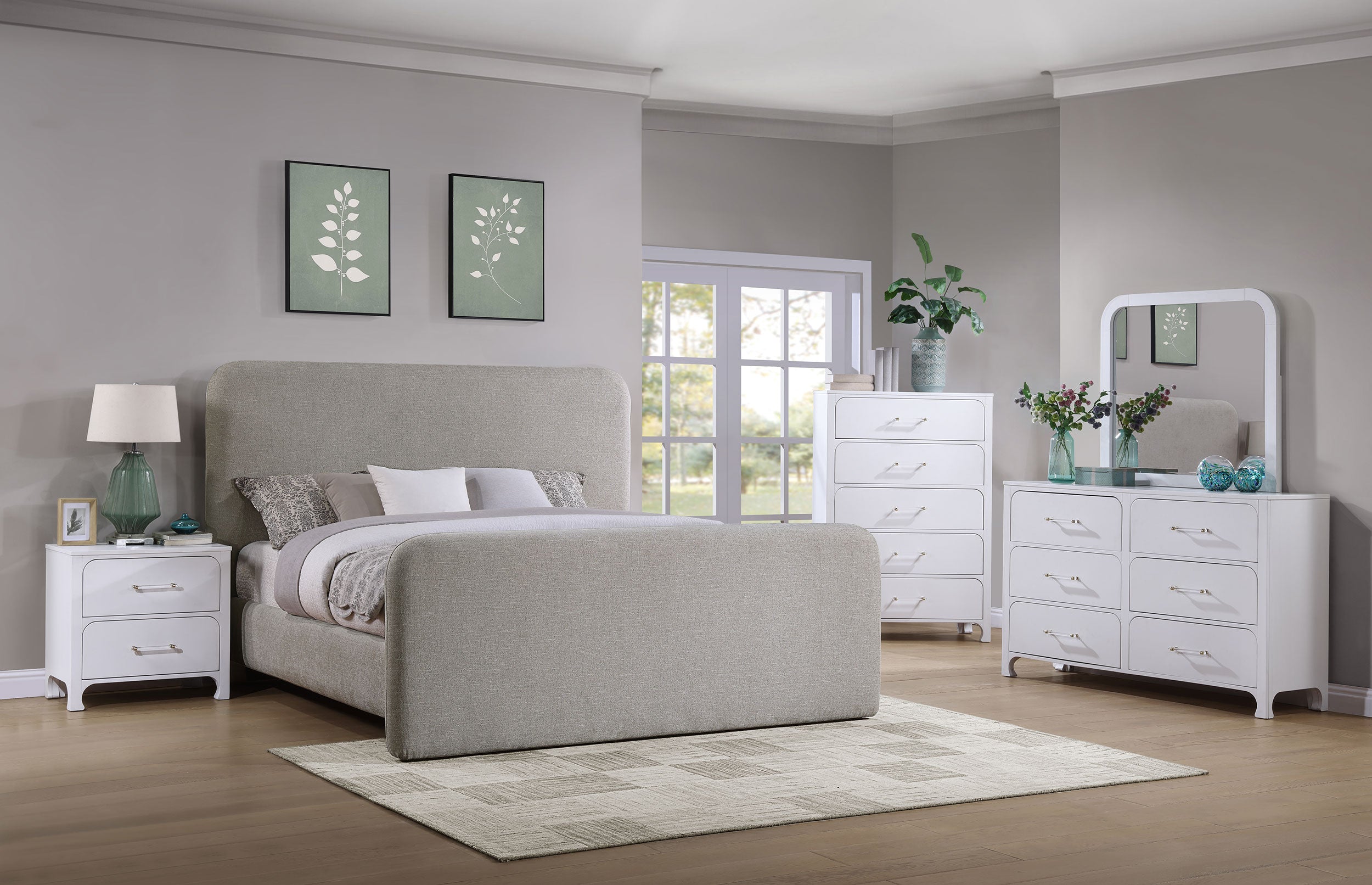 Wren Upholstered Eastern King Panel Bed Grey — view 8