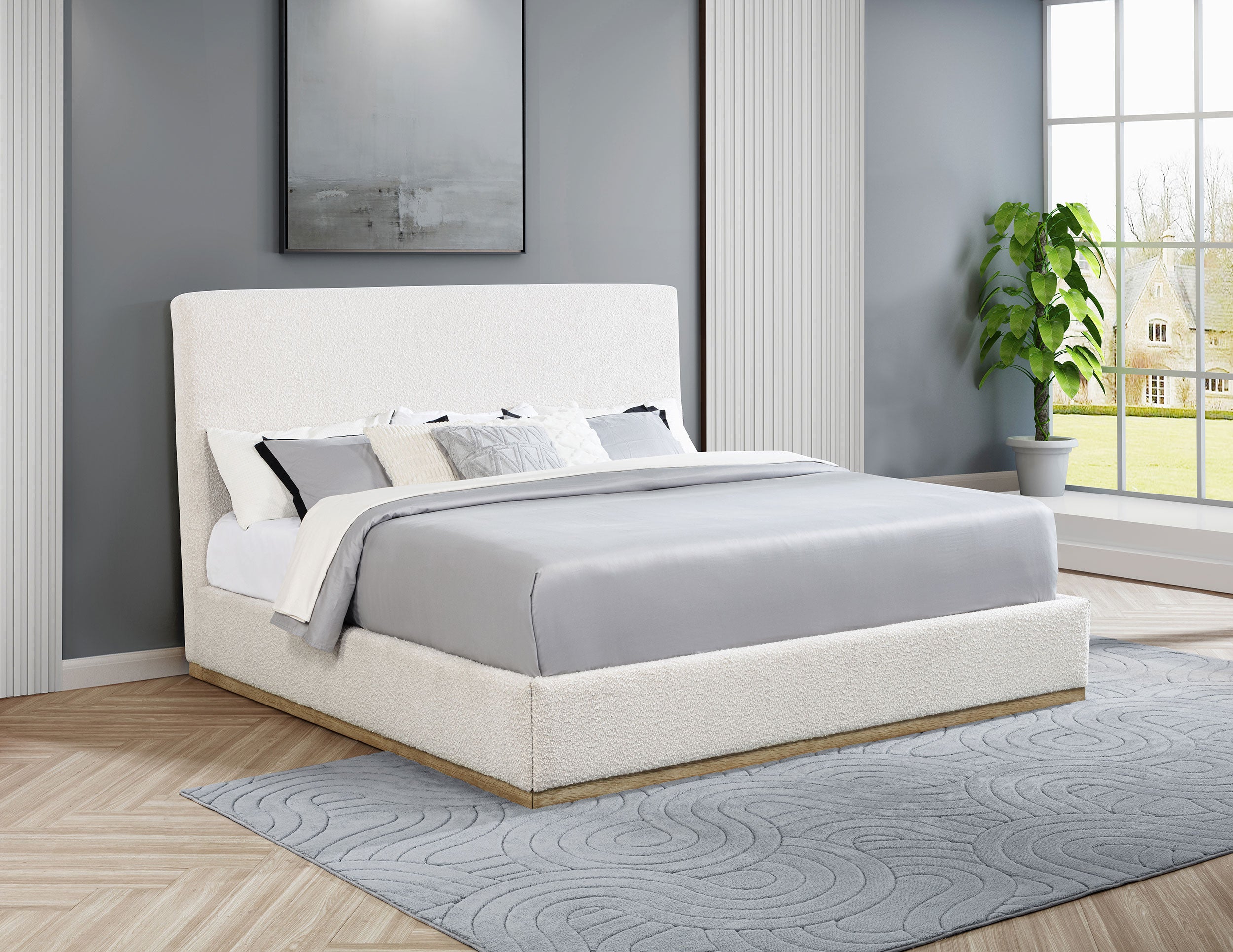 Knox Upholstered EASTERN KING Panel Bed Cream — view 2