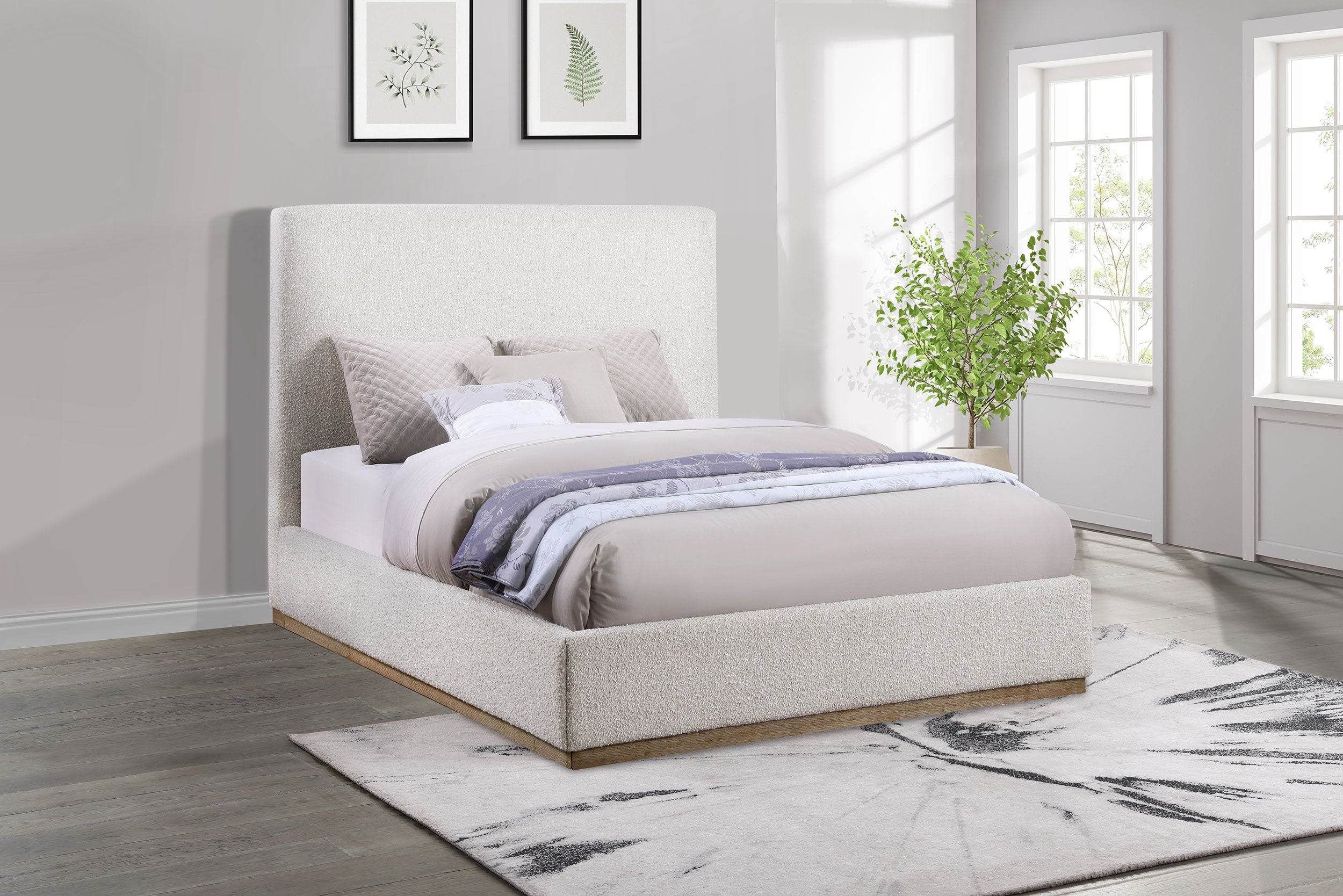 Knox Upholstered Queen Panel Bed Cream — view 2