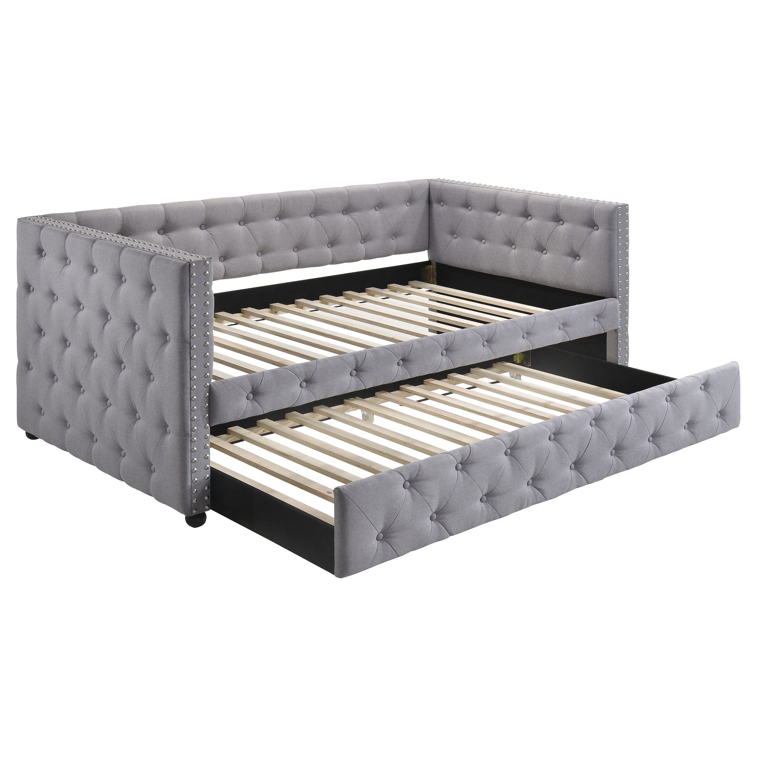 Mockern Upholstered Twin Daybed with Trundle Grey — view 1
