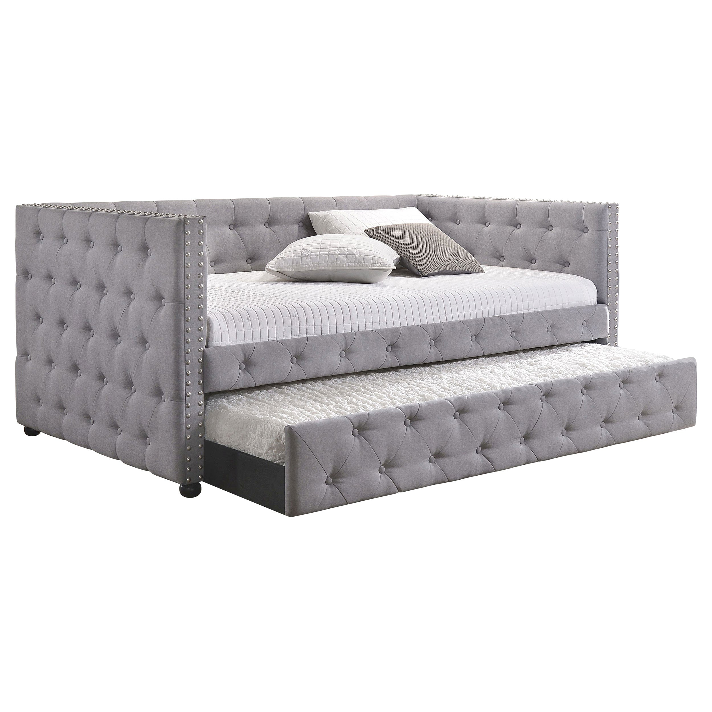 Mockern Upholstered Twin Daybed with Trundle Grey — view 3