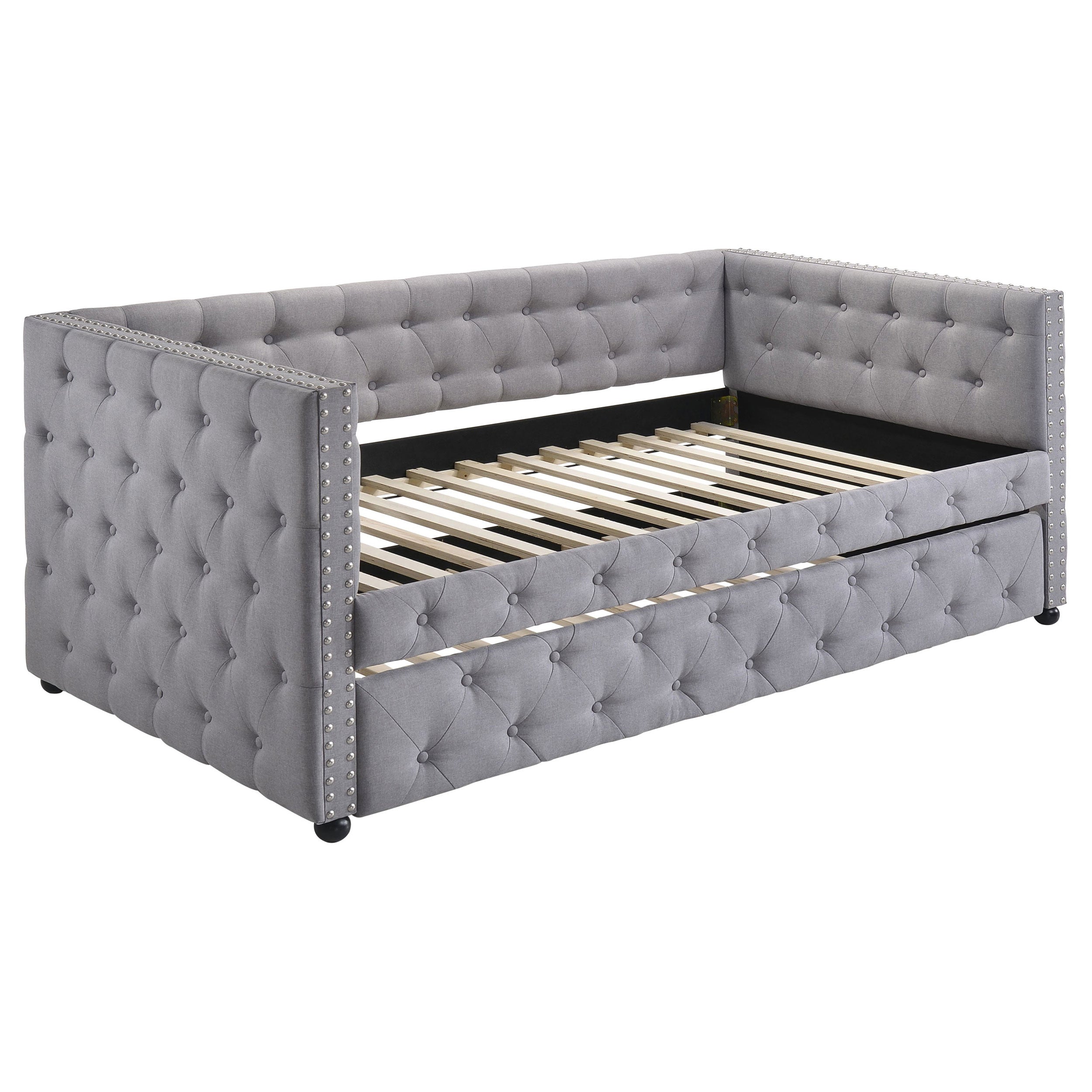 Mockern Upholstered Twin Daybed with Trundle Grey — view 4