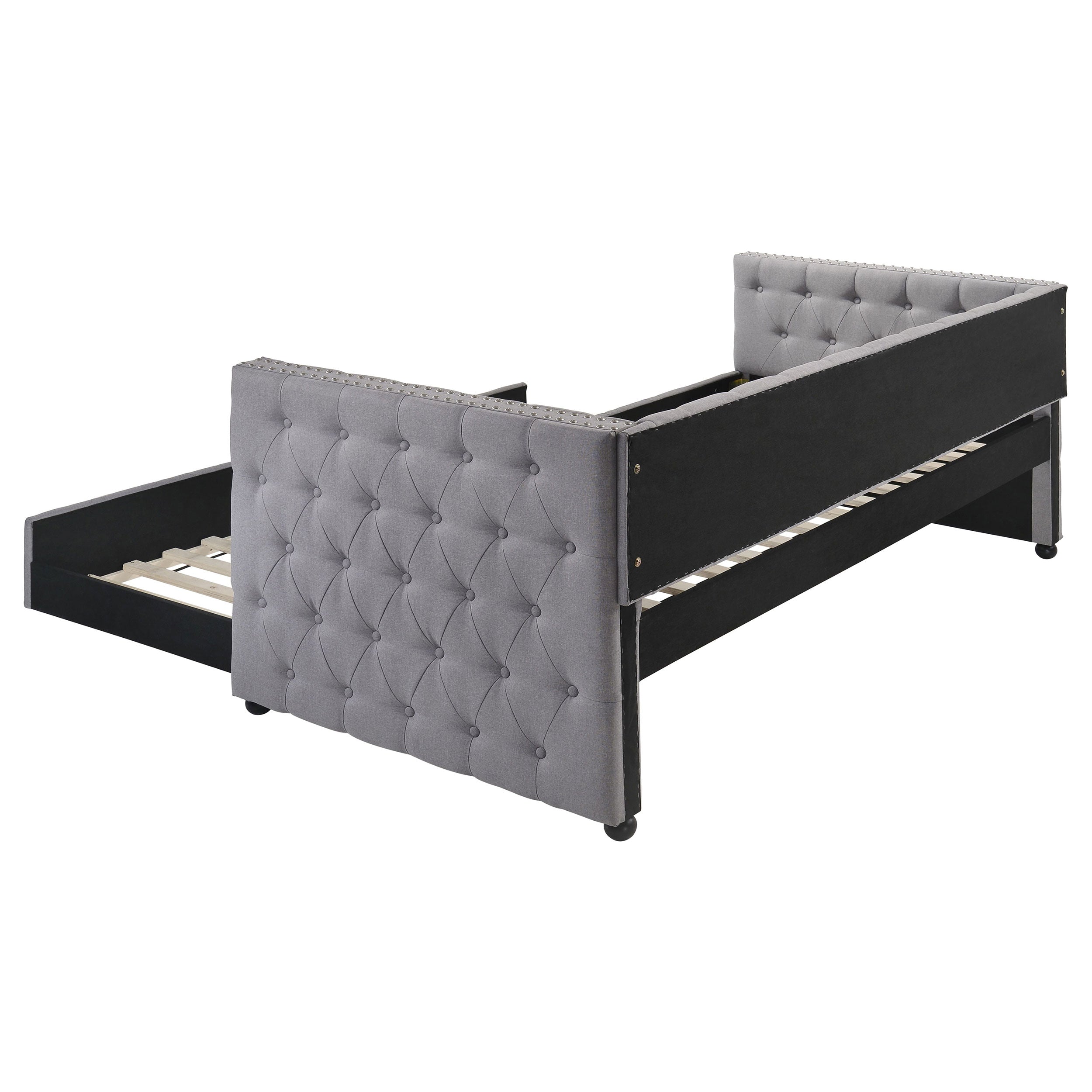 Mockern Upholstered Twin Daybed with Trundle Grey — view 5