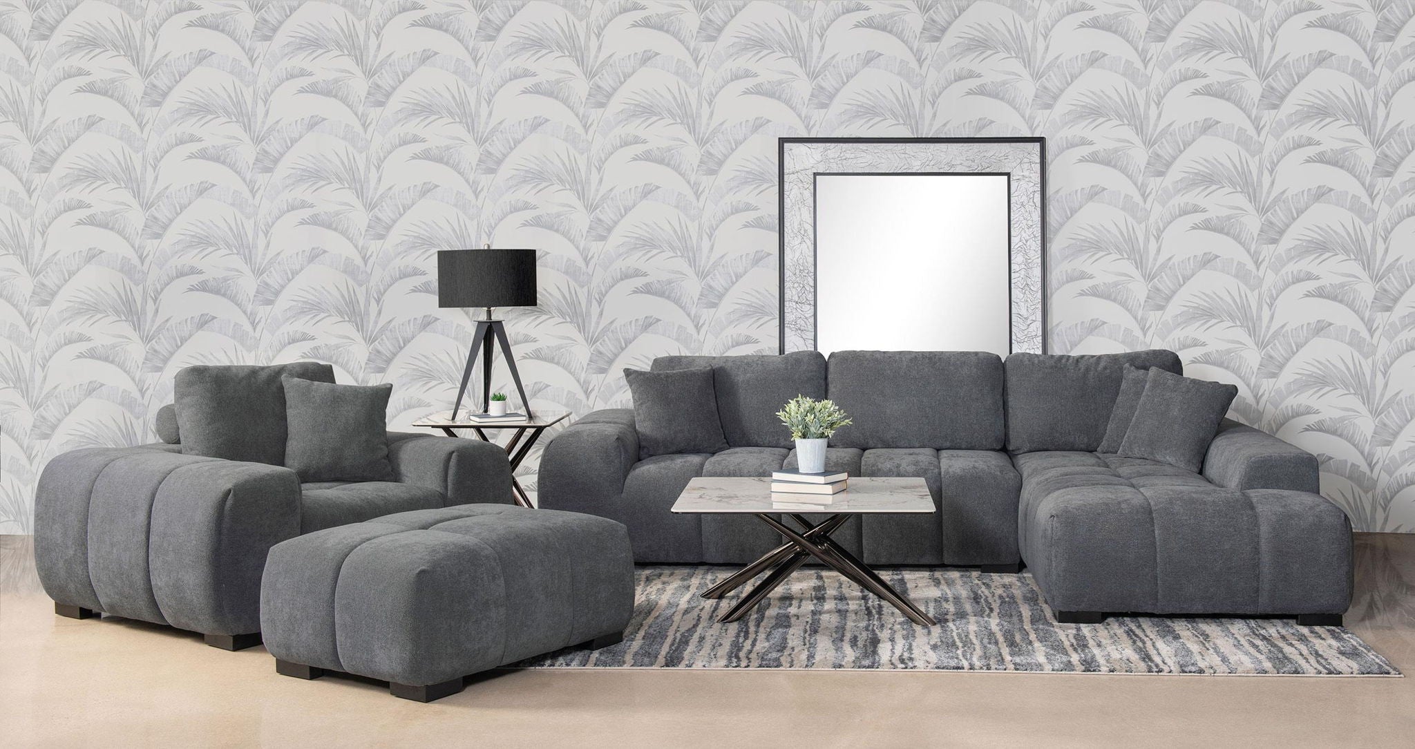Octavia Upholstered Track Arm Accent Chair Charcoal Grey - Atlantic Fine Furniture Melbourne FL