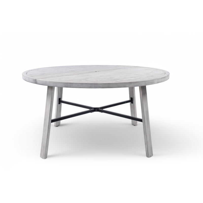 Outdoor Dinning Set 4 Person Outdoor Wooden Dinning Set With An Umbrella Hole And Removable Cushions For Patio, Backyard, Garden - Antique Gray