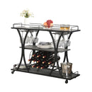 Bar Cart Kitchen Bar & Serving Cart For Home With Wheels 3 Tier Storage Shelves - Black / Gray
