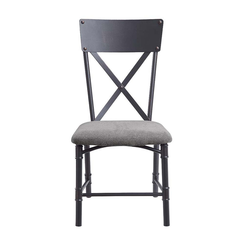 Edina - Side Chair (Set of 2) - Gray Fabric, Oak & Sandy Black Finish - Atlantic Fine Furniture Inc