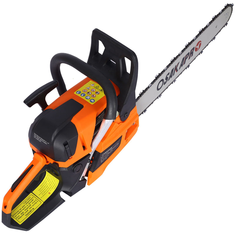 58Cc Gasoline Chainsaw 20" For Tree And Wood Cutting Epa Compliant - Orange