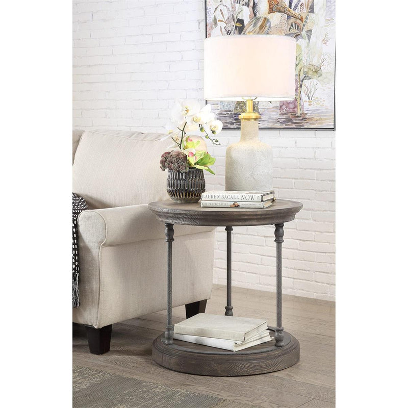 Edward Round Crown Moulded Top End Table