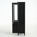 Vintage Display Cabinet With Double Glass Doors, Traditional Style For Collectibles, Ash Wood Veneer, 73.25" Tall - Black / Natural