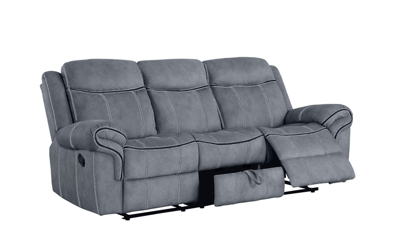 Zubaida - Two Tone Velvet Recliner Sofa With USB Port Drop Down Table