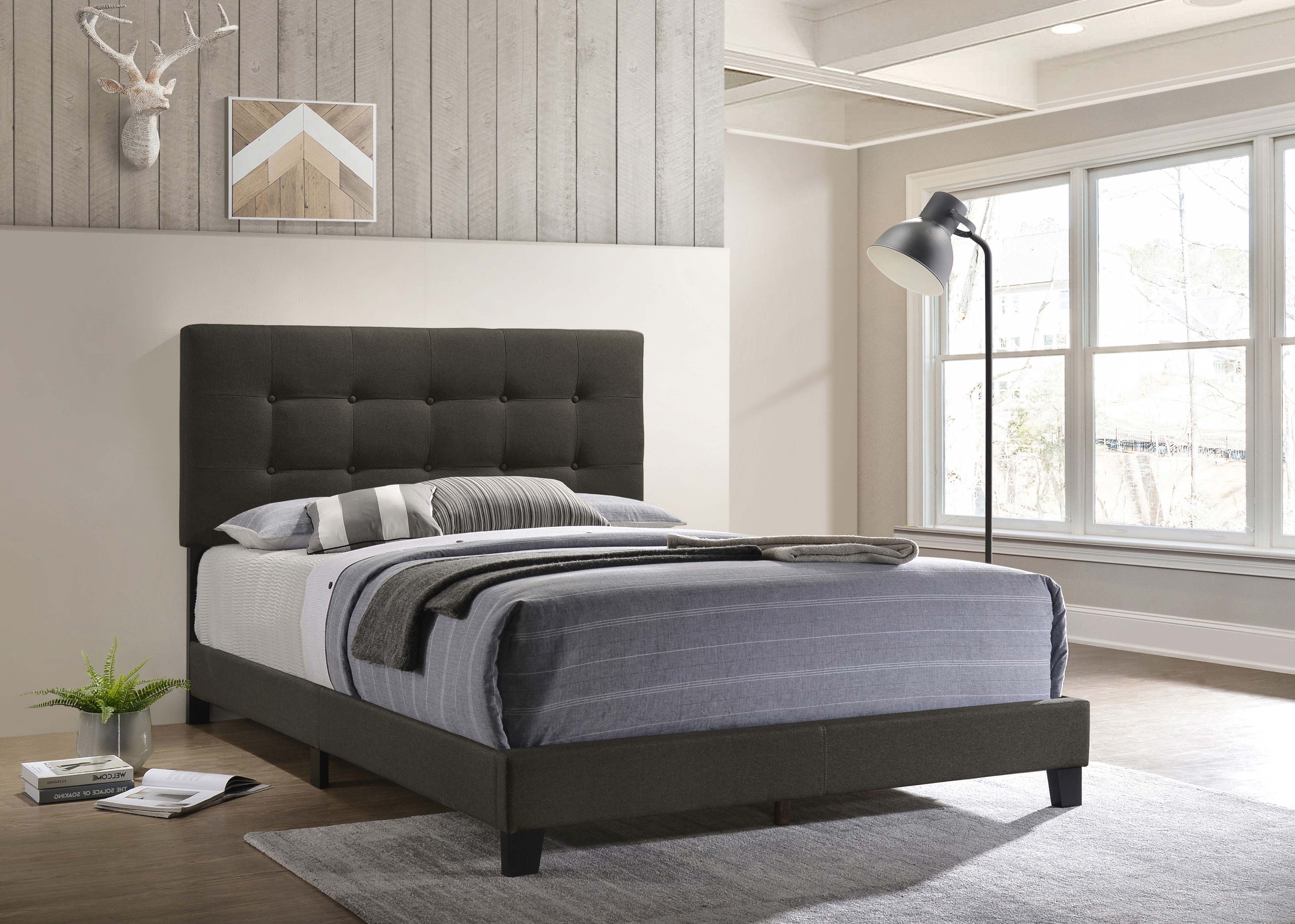 Mapes Upholstered Full Panel Bed Charcoal — view 2