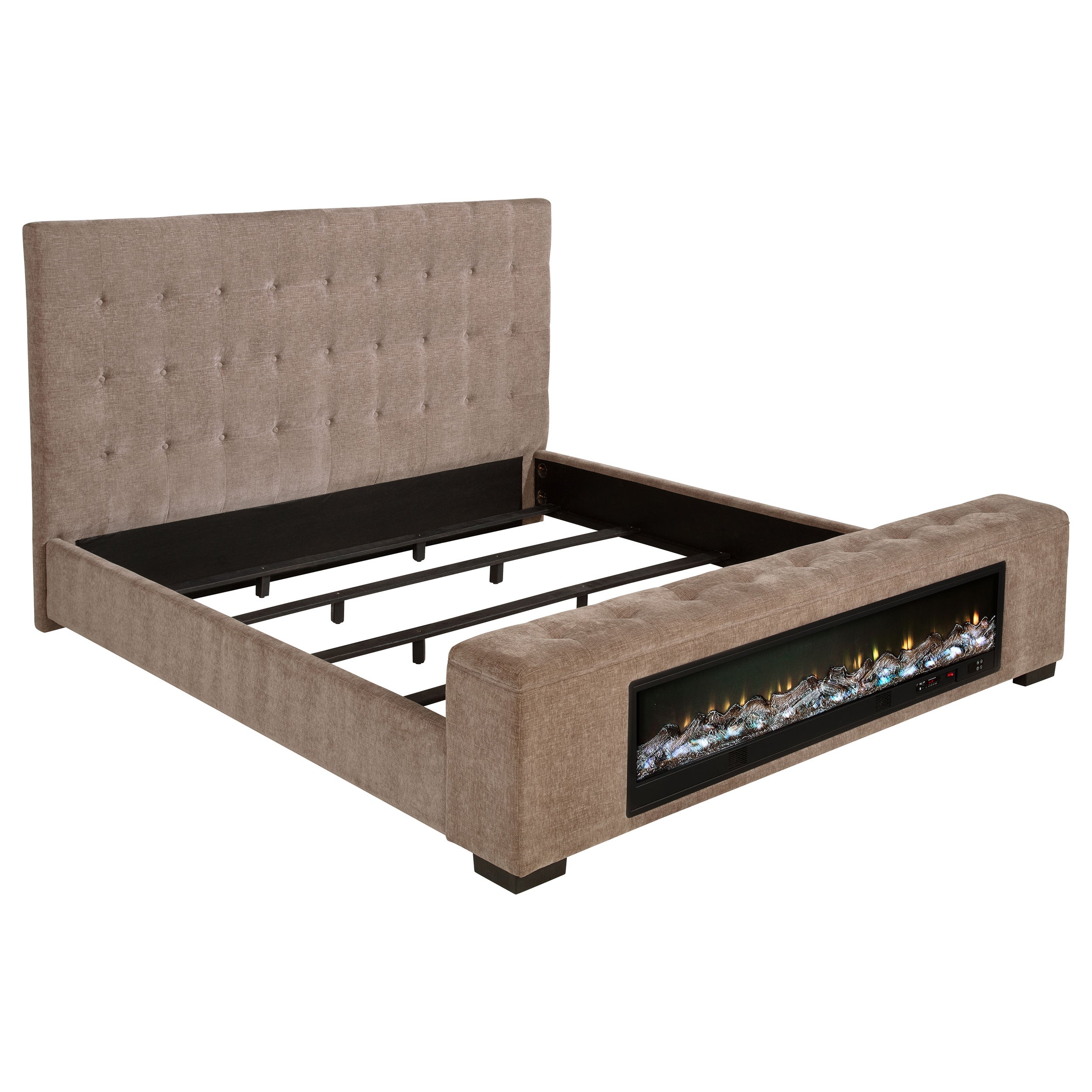 Senna Upholstered Queen Audio Flame Visualizer Bed Brown — view 1
